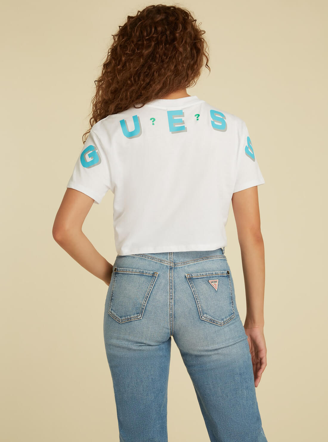 GUESS Originals White Arch Logo Crop T-Shirt