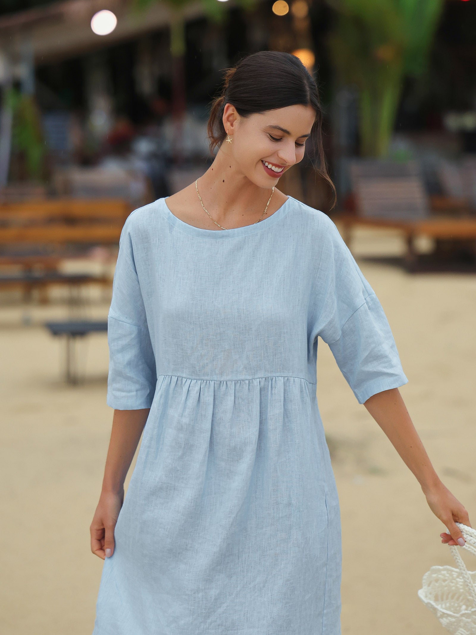100% Linen A-Line Midi Dress VALENCIA