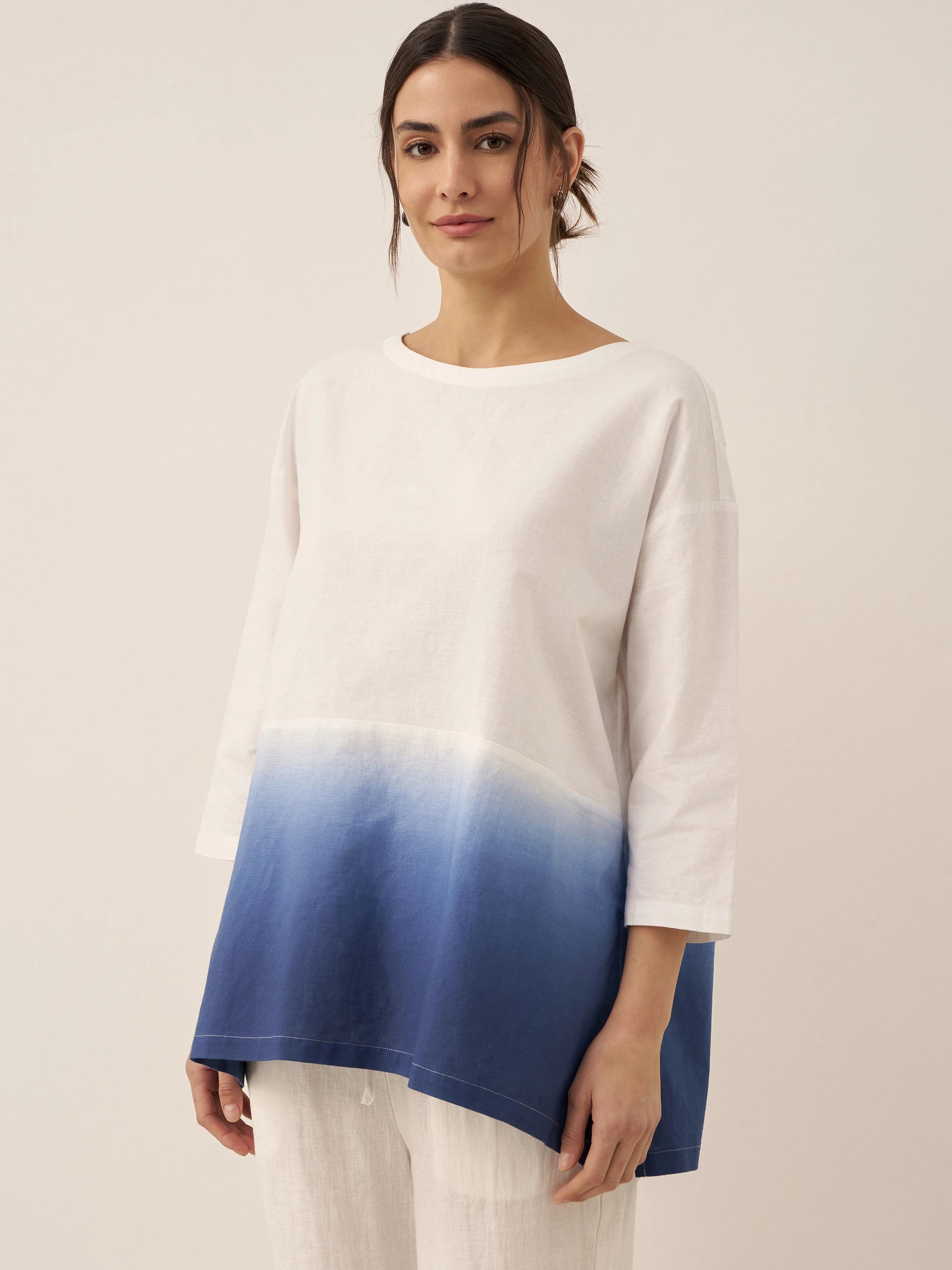 Linen White Boat Neck Oversized Top AVA