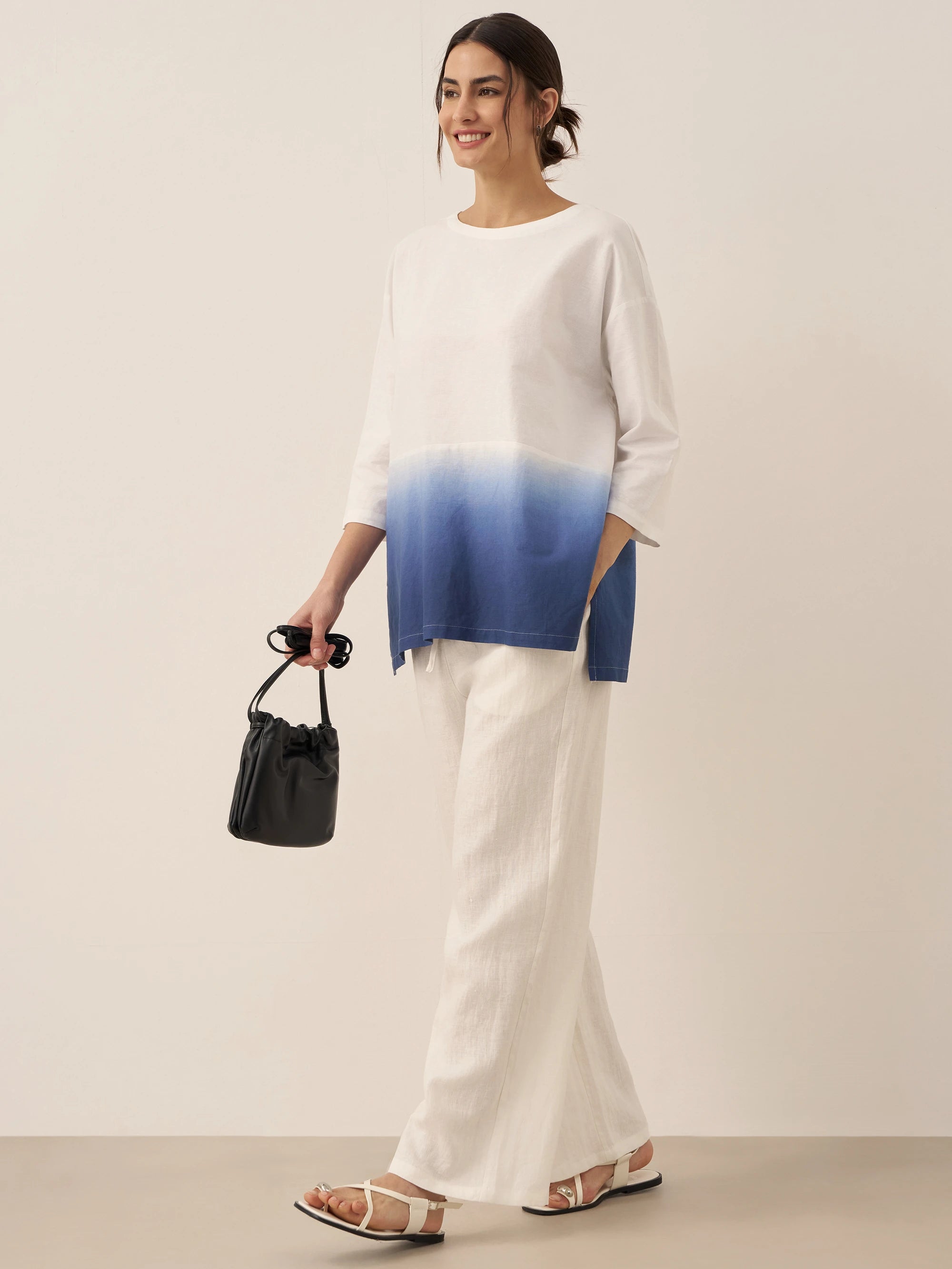 Linen White Boat Neck Oversized Top AVA