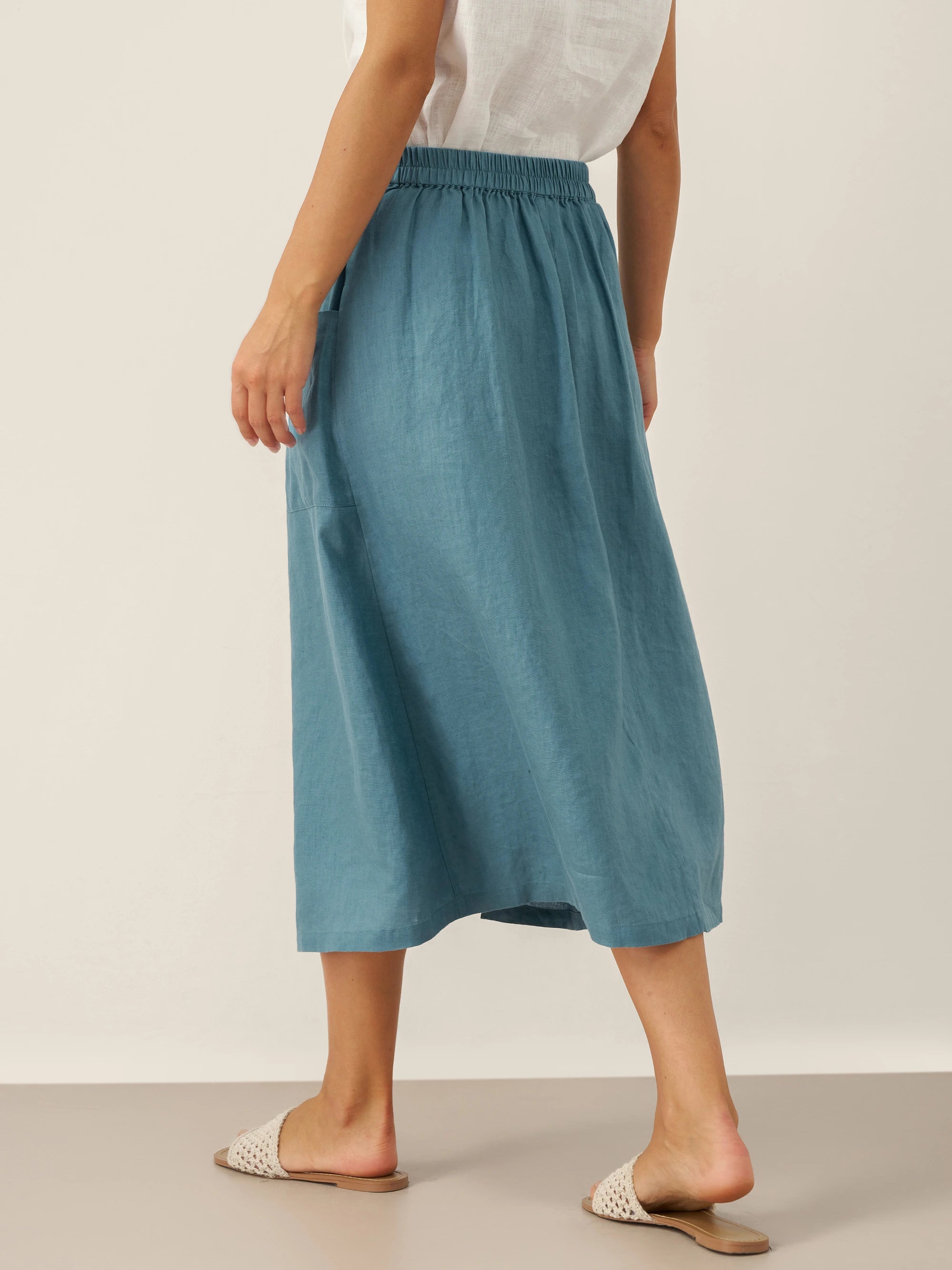 100% Linen Angled Closure Wrap Skirt FRESSA