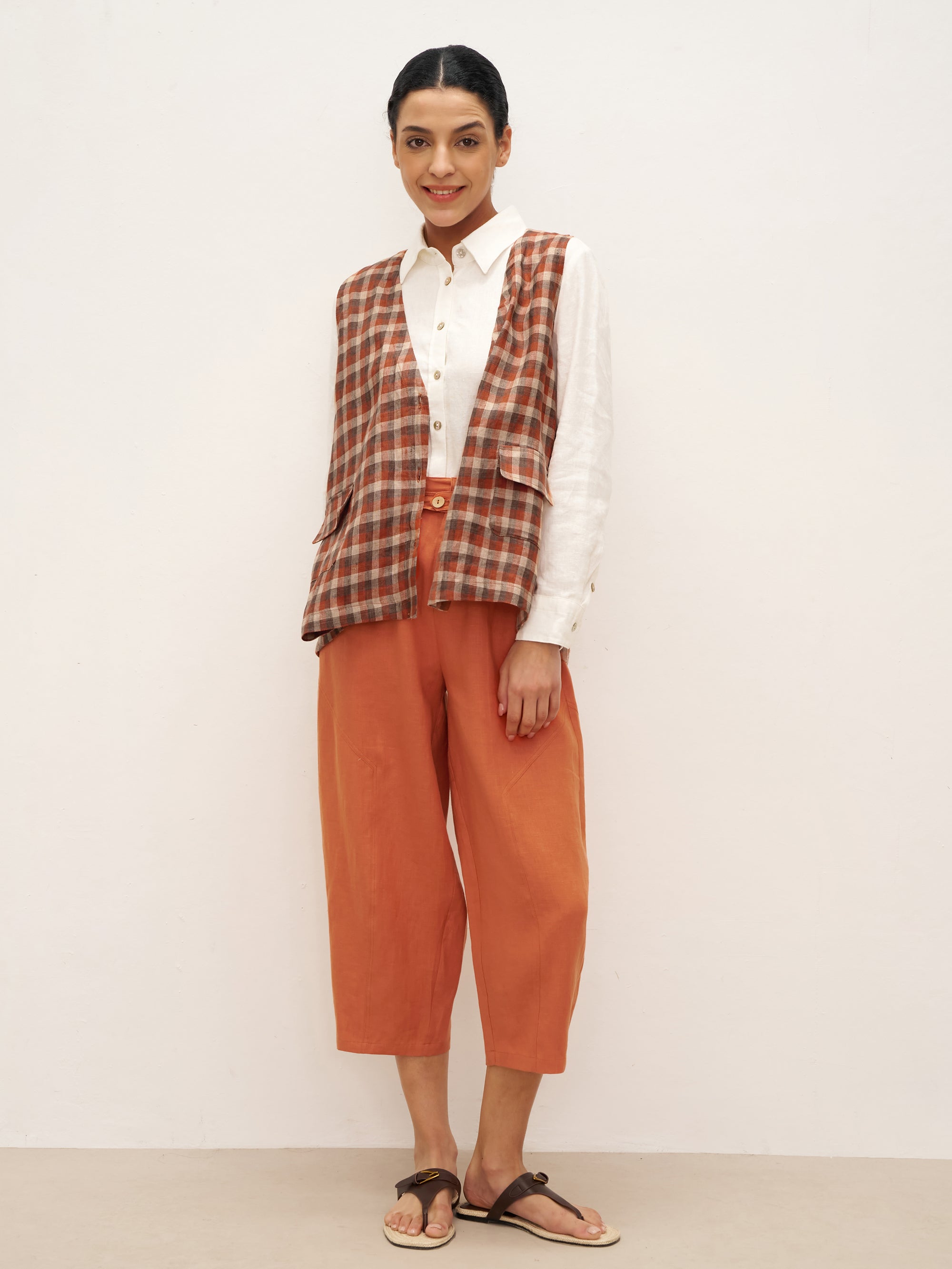 100% Linen High Waisted Ankle Pants DALLAS