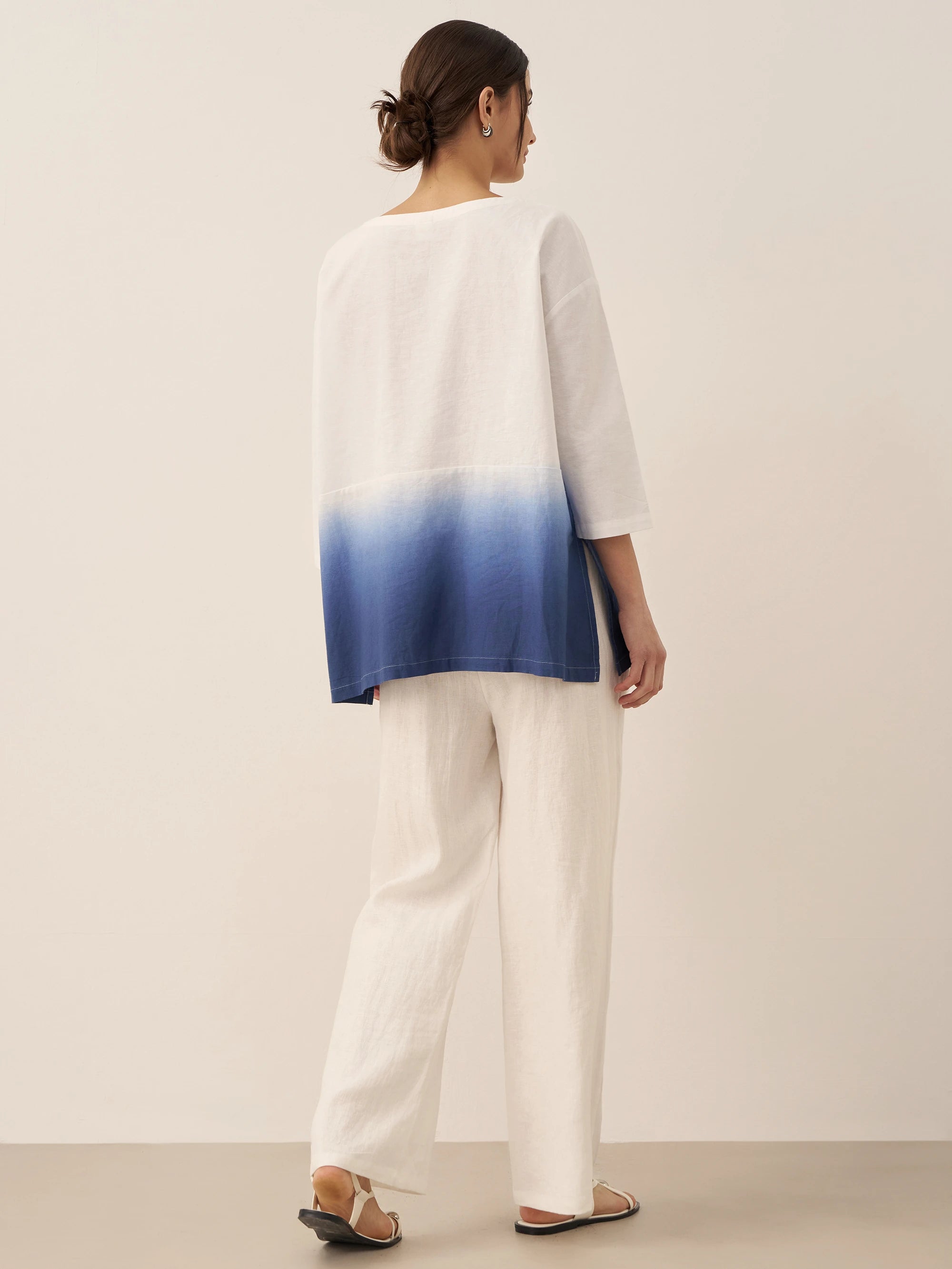 Linen White Boat Neck Oversized Top AVA