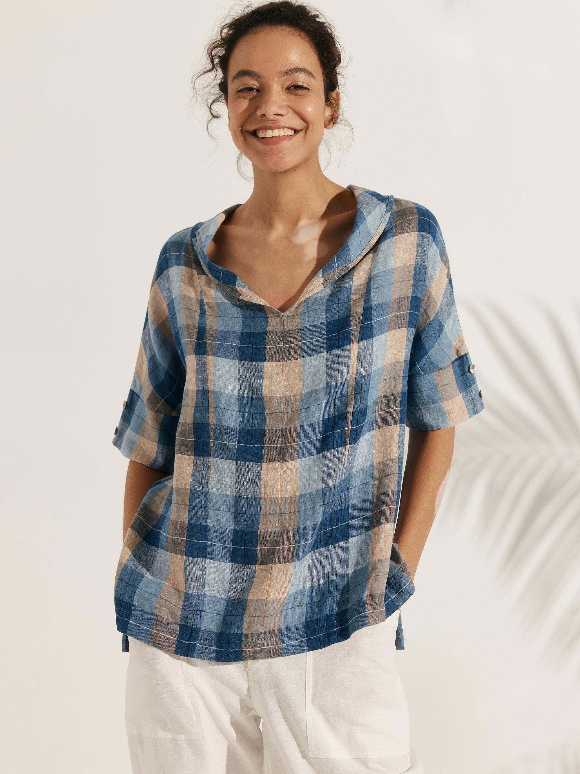 100% Linen V-Neck Short Sleeve Shirt