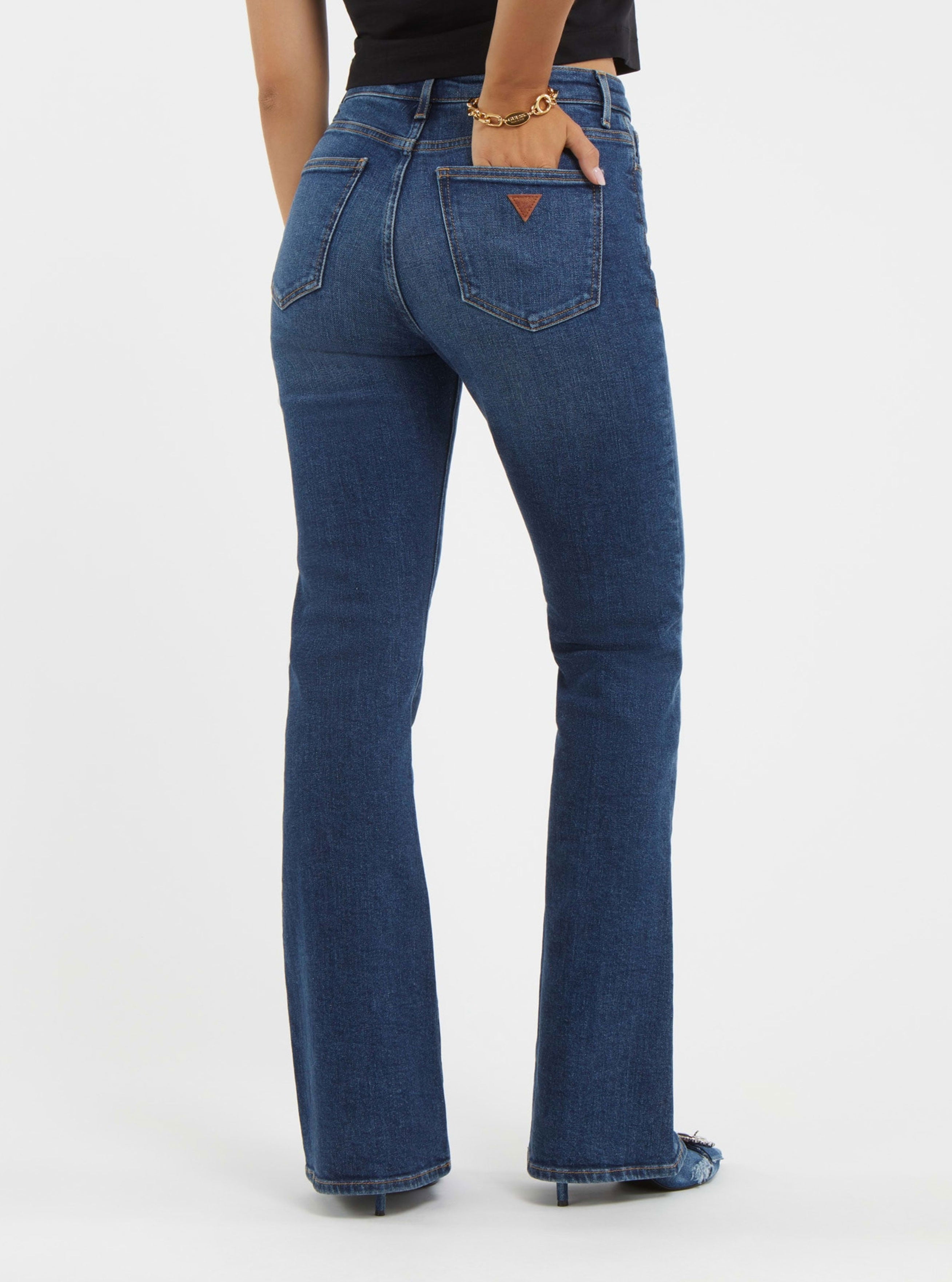 High-Rise Sexy Flare Leg Denim Jeans In Harrison Blue Wash