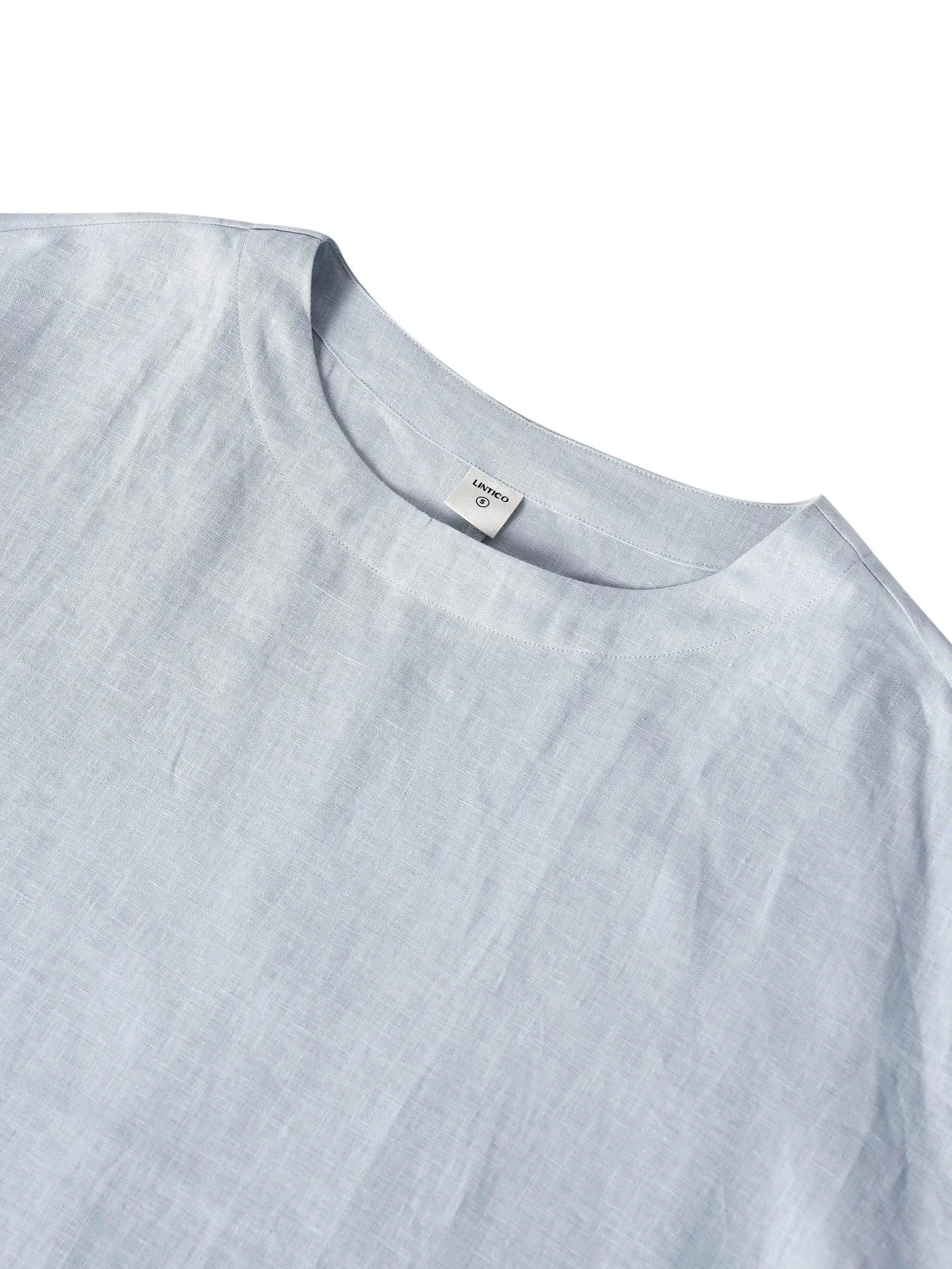 100% Linen Boatneck 3/4 Length Sleeve Top AURORA