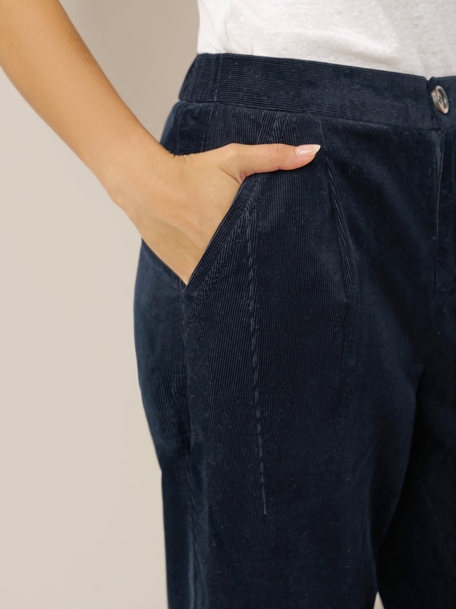 Cotton Elastic Waist Tapered Pants NIKKI