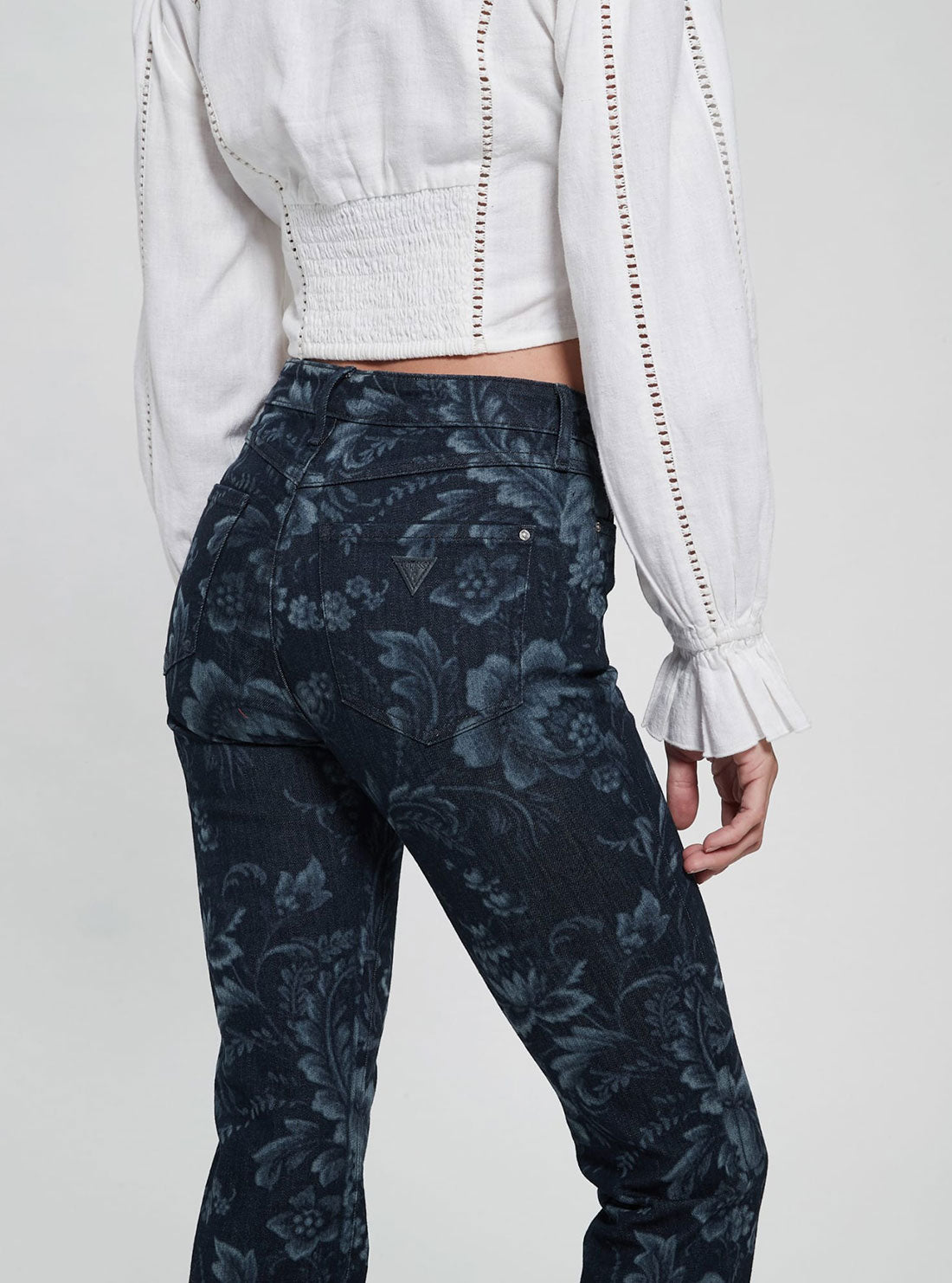 Eco High-Rise Flare Adeline Denim Jeans In Wild Flower Print Wash