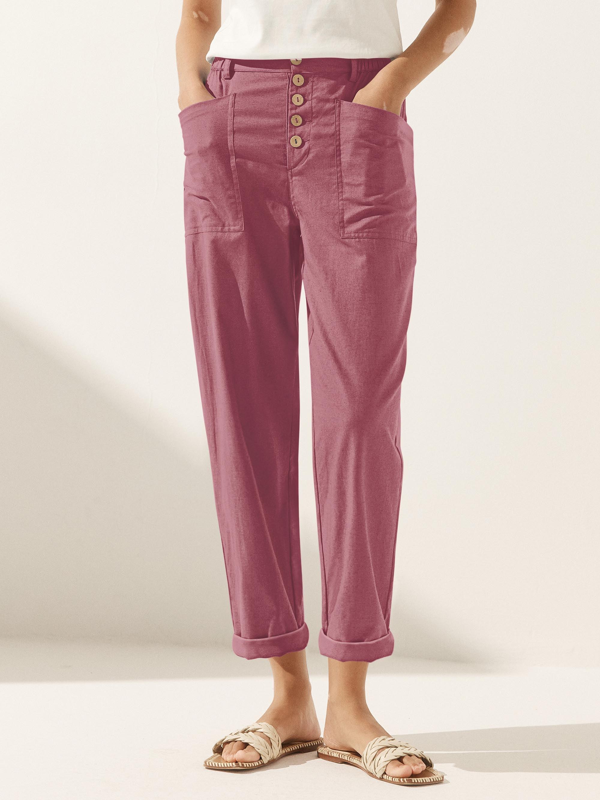 Linen Simple Button Fly Trousers HEIDI