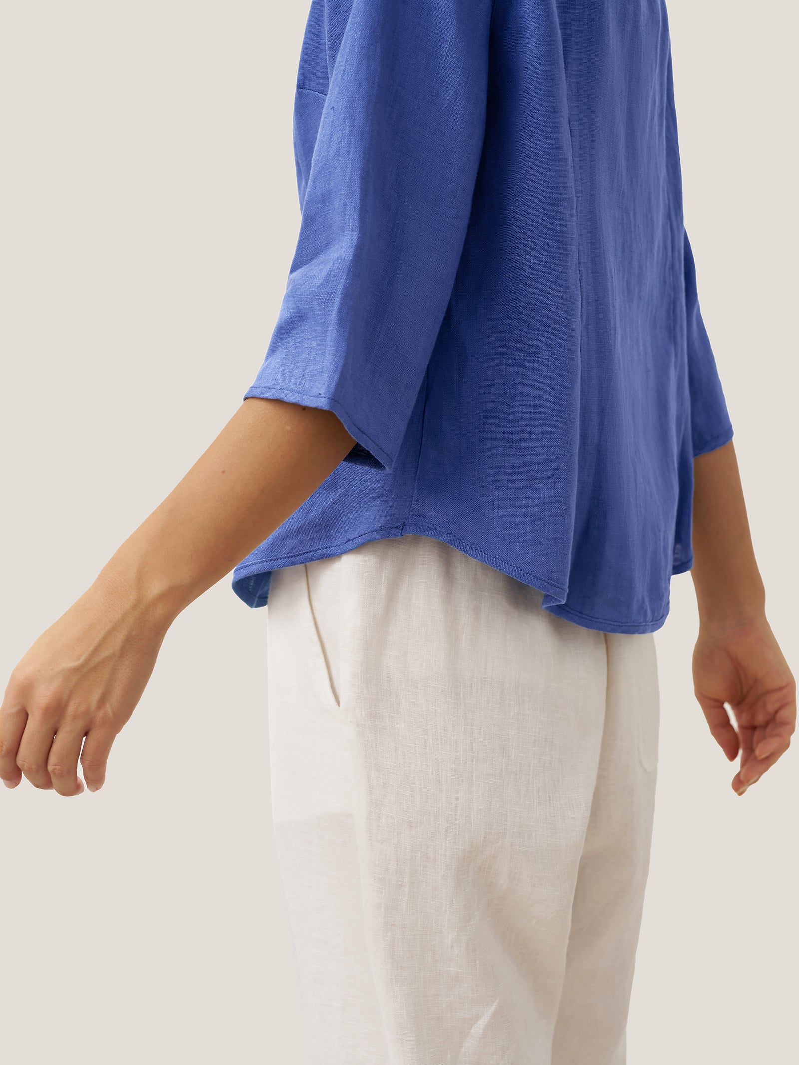 100% Linen Hand Button Fitted Jacket AMELIA