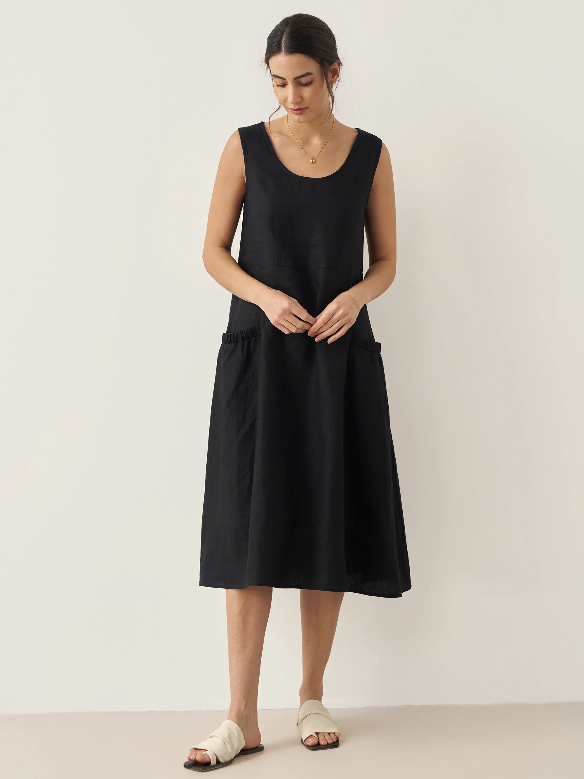 100% Linen Swing Beach Tank Dress GIANA