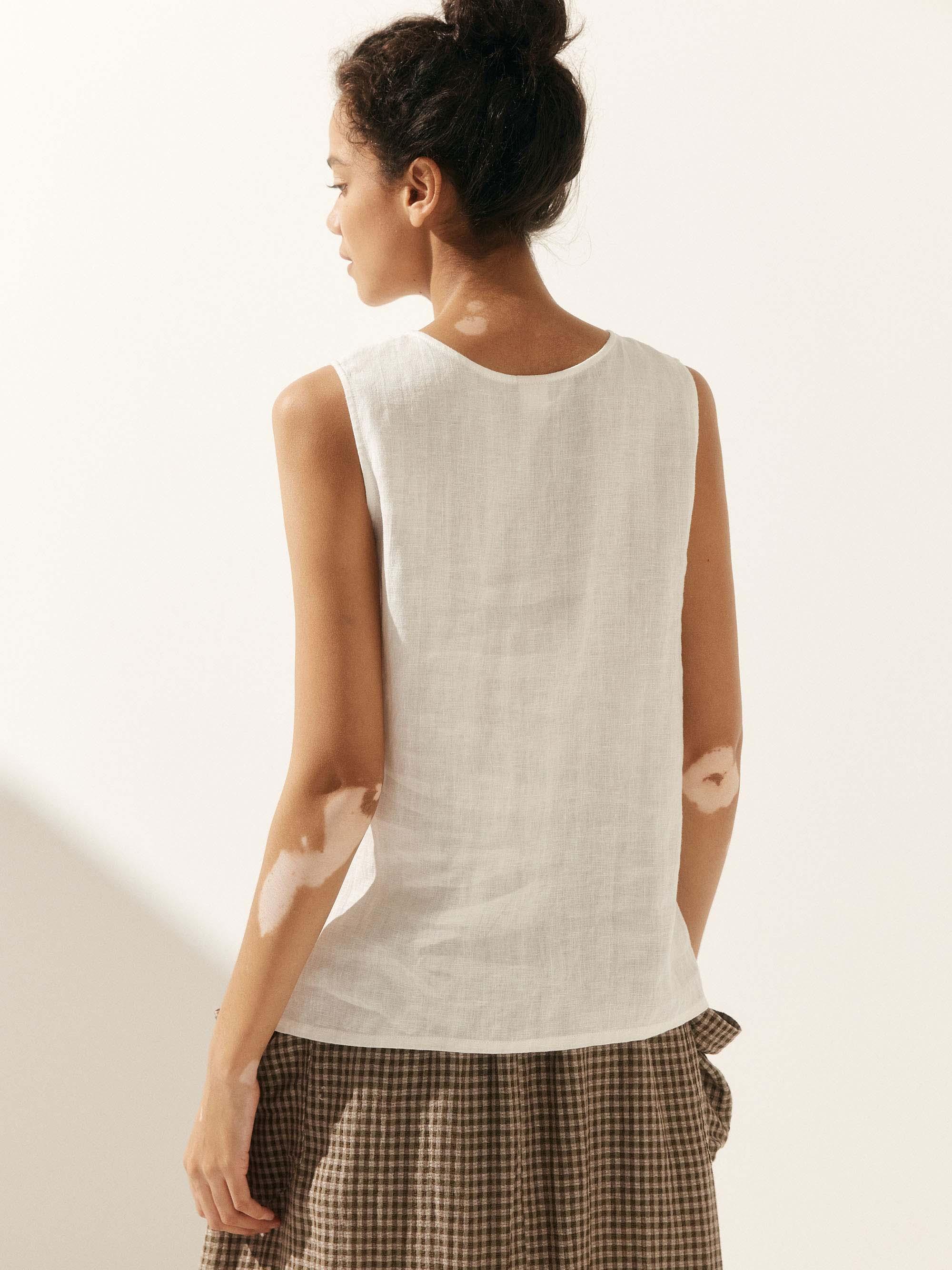 100% Linen Buttons Down Tank Top ERIN