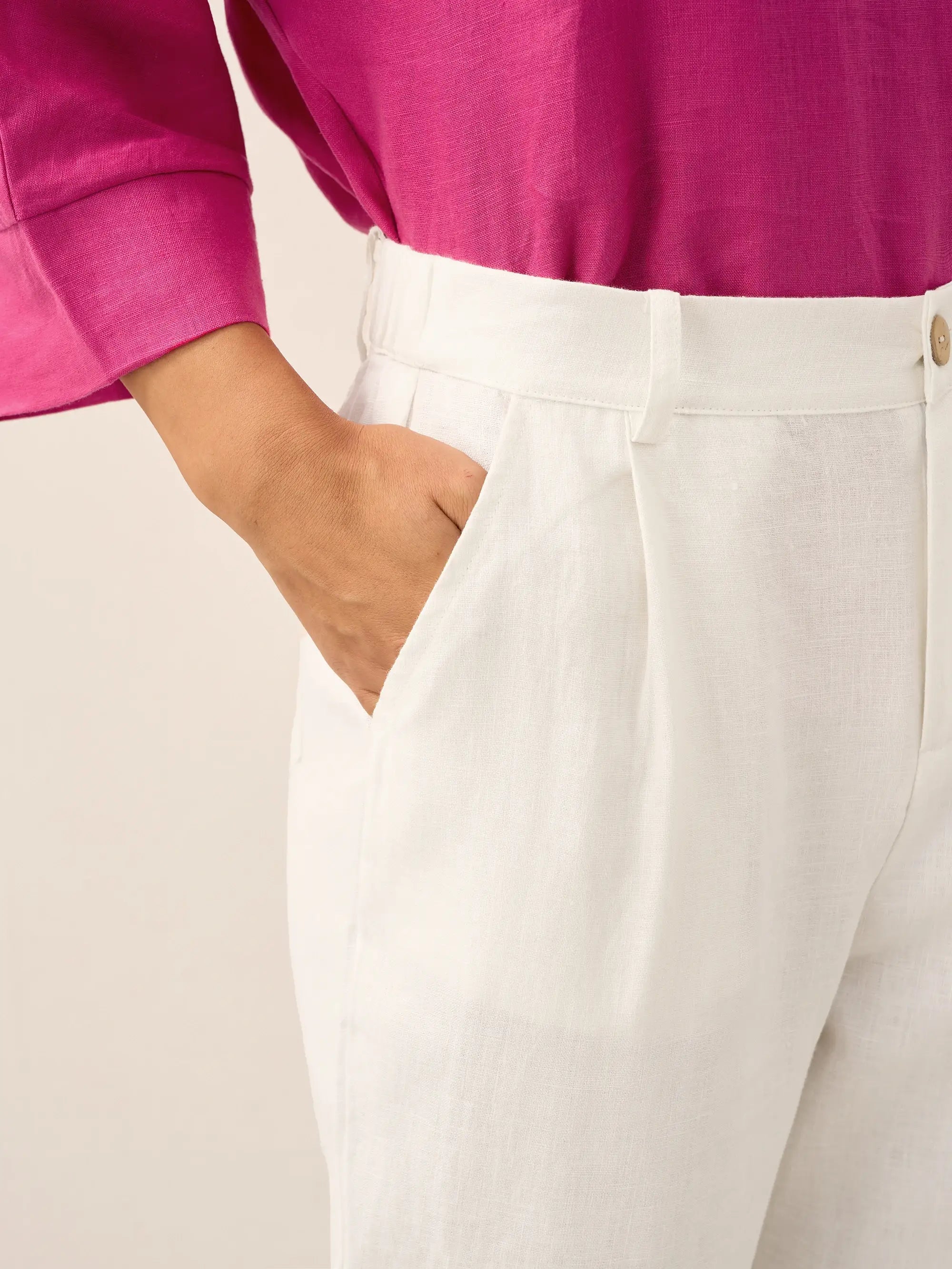 100% Linen Relaxed Fit Lightweight Cover-Up Bottoms WINONA