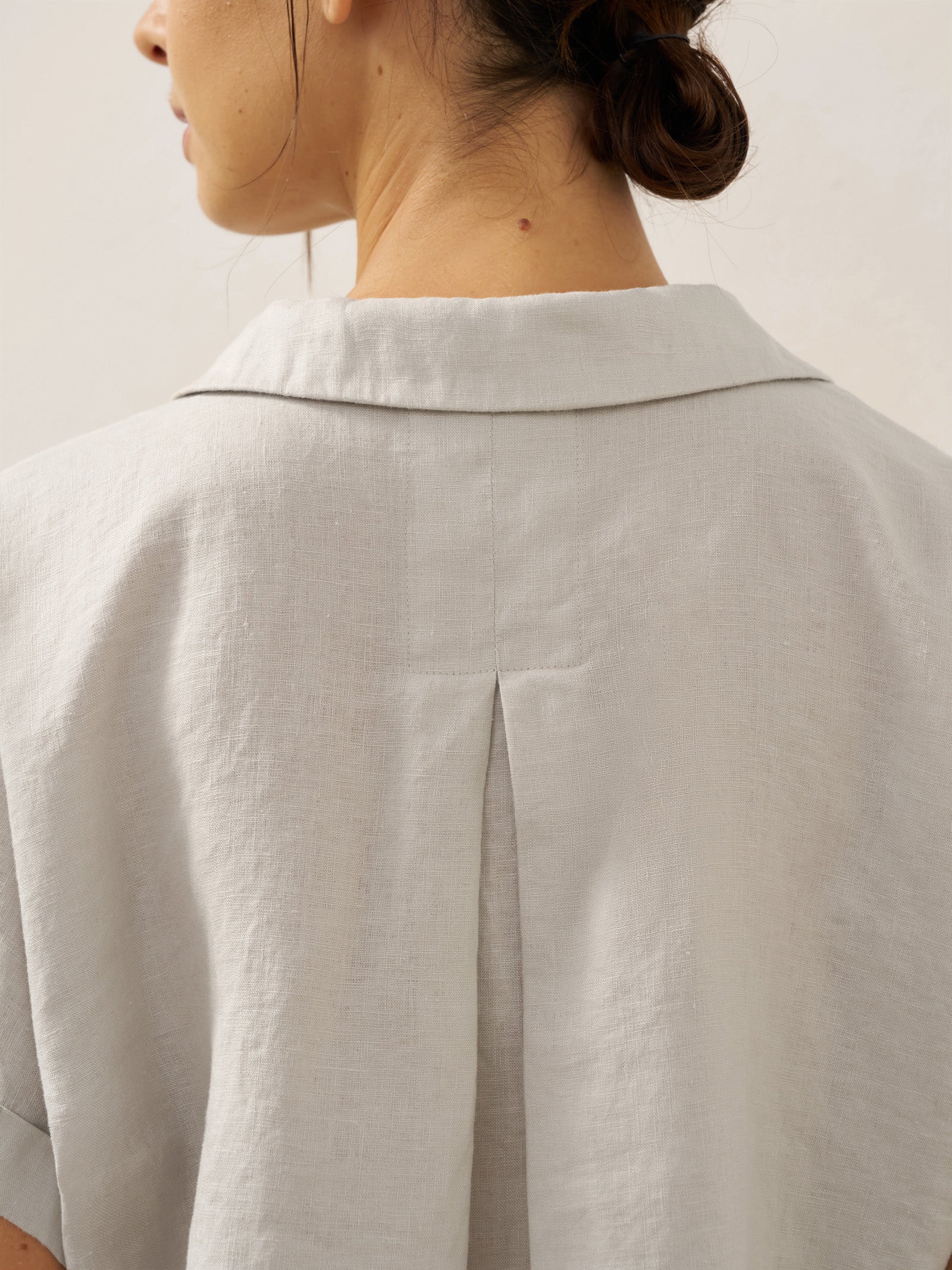 100% Linen Blazer-Inspired Pullover Top DINA