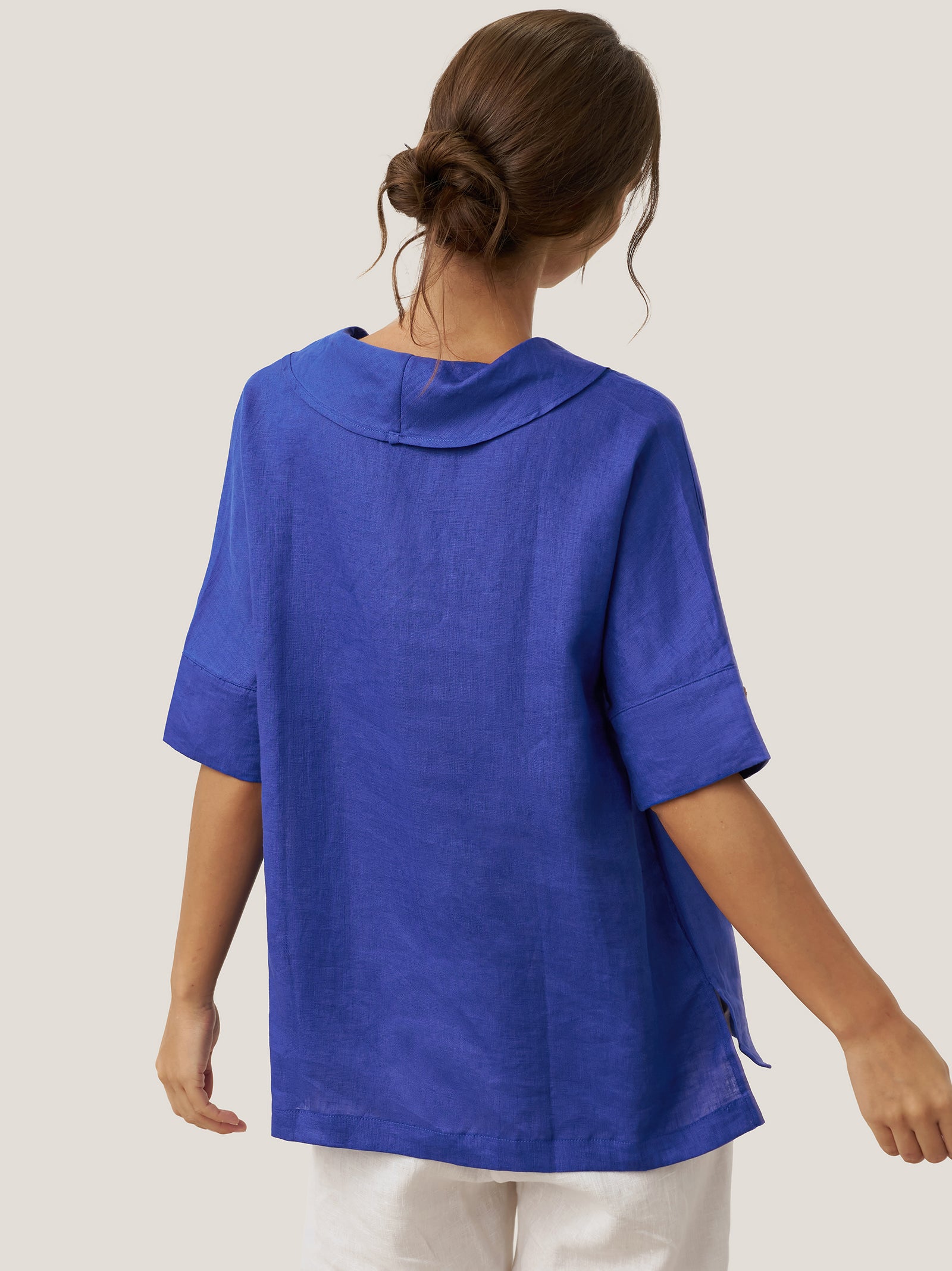 100% Linen V-Neck Short Sleeve Shirt