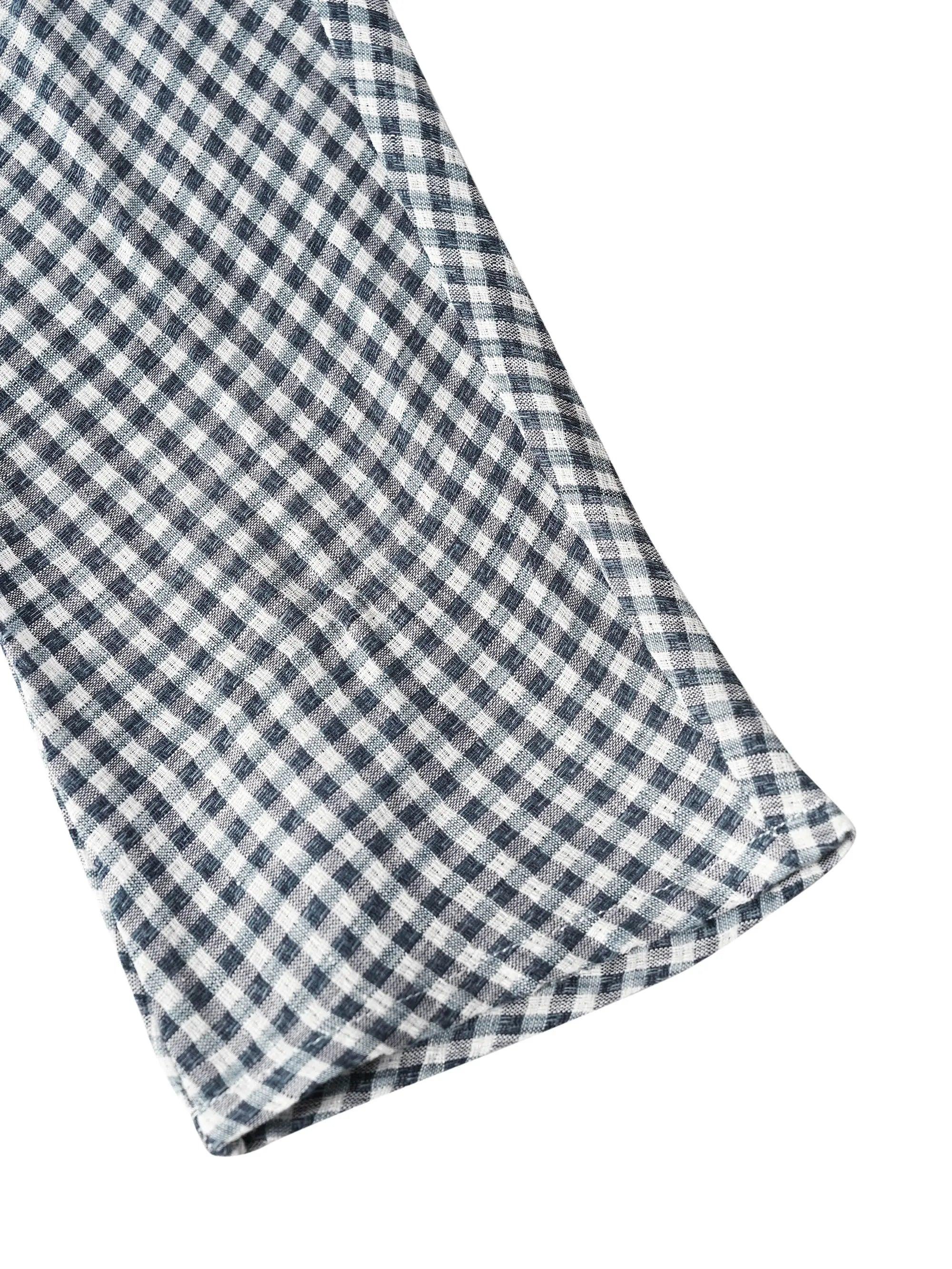 Linen Checked Long-Sleeved Top CAROLINE