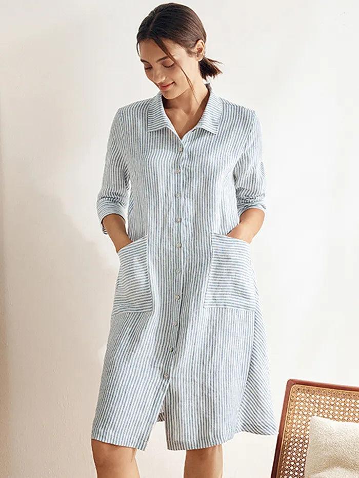 100% Linen Shirt Dress MADISON