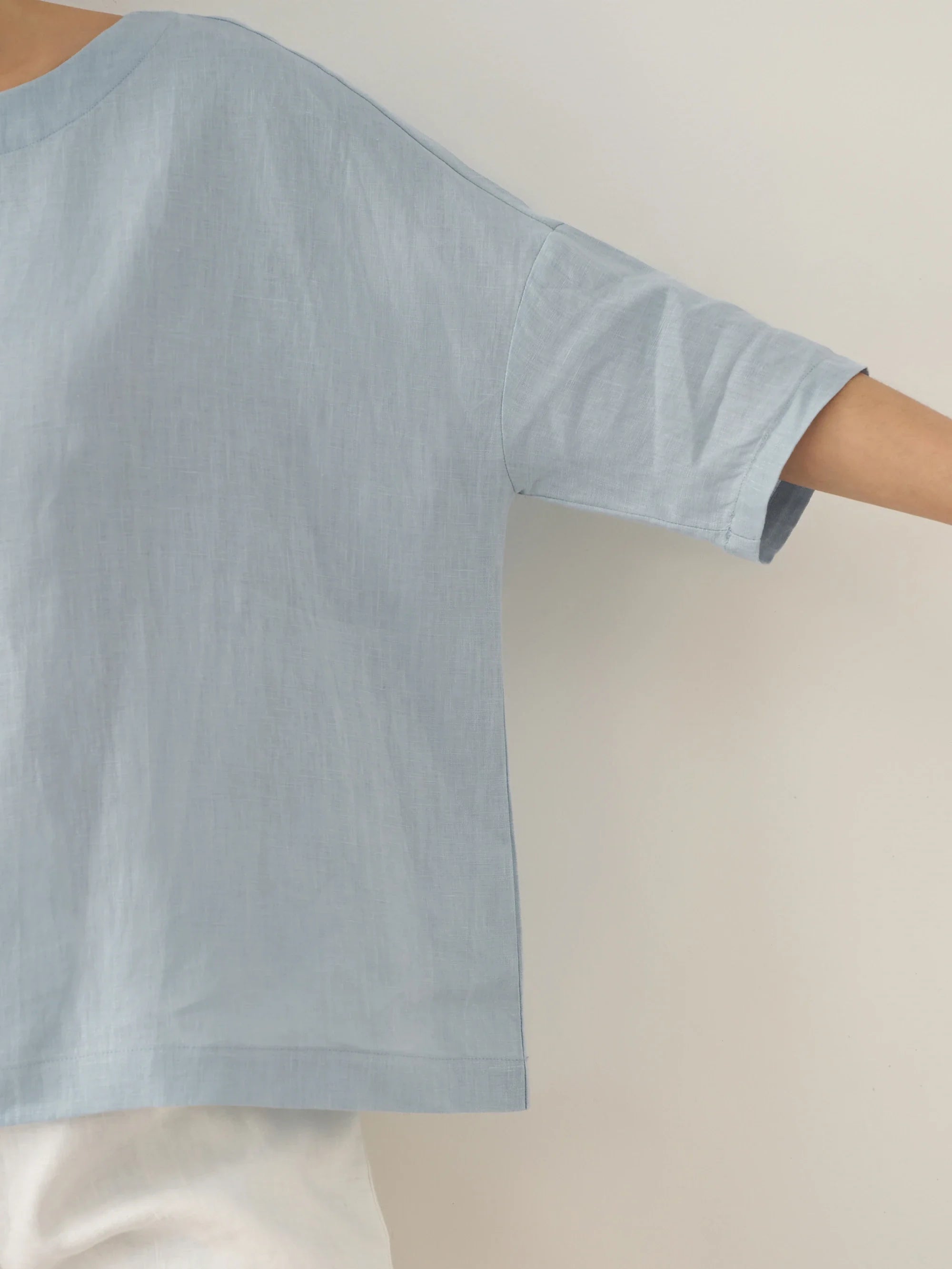 100% Linen Boatneck 3/4 Length Sleeve Top AURORA