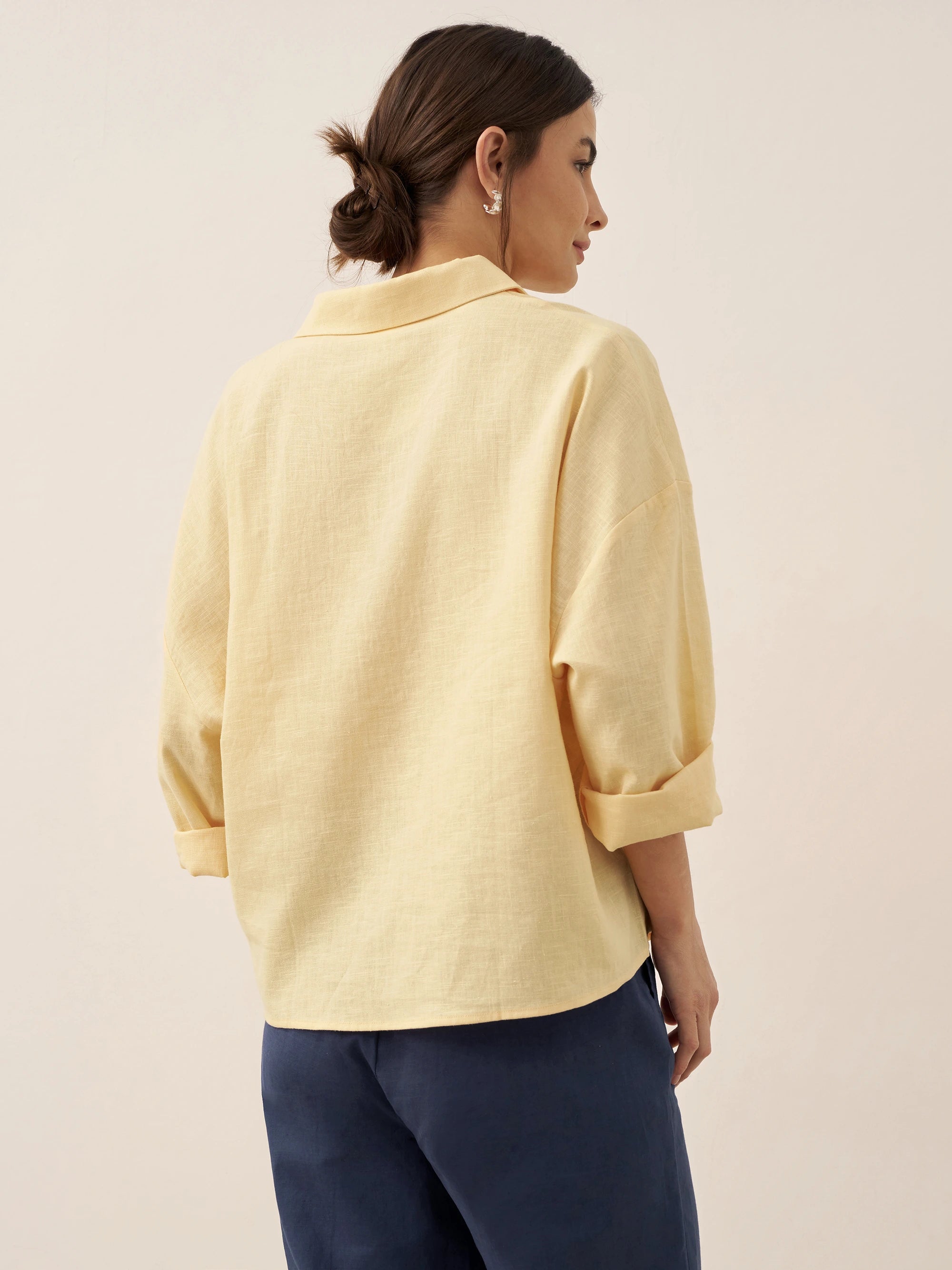 Linen Oversized Fit Pocket Shirt ELOWEN