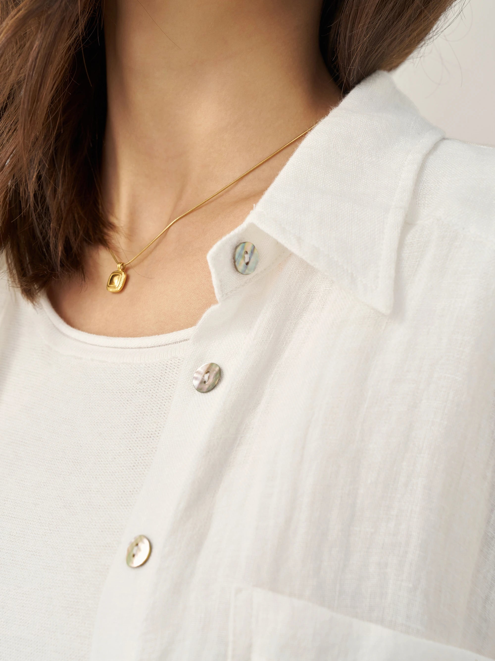 100% Linen Pocket Detail Button-Front Shirt CLARA