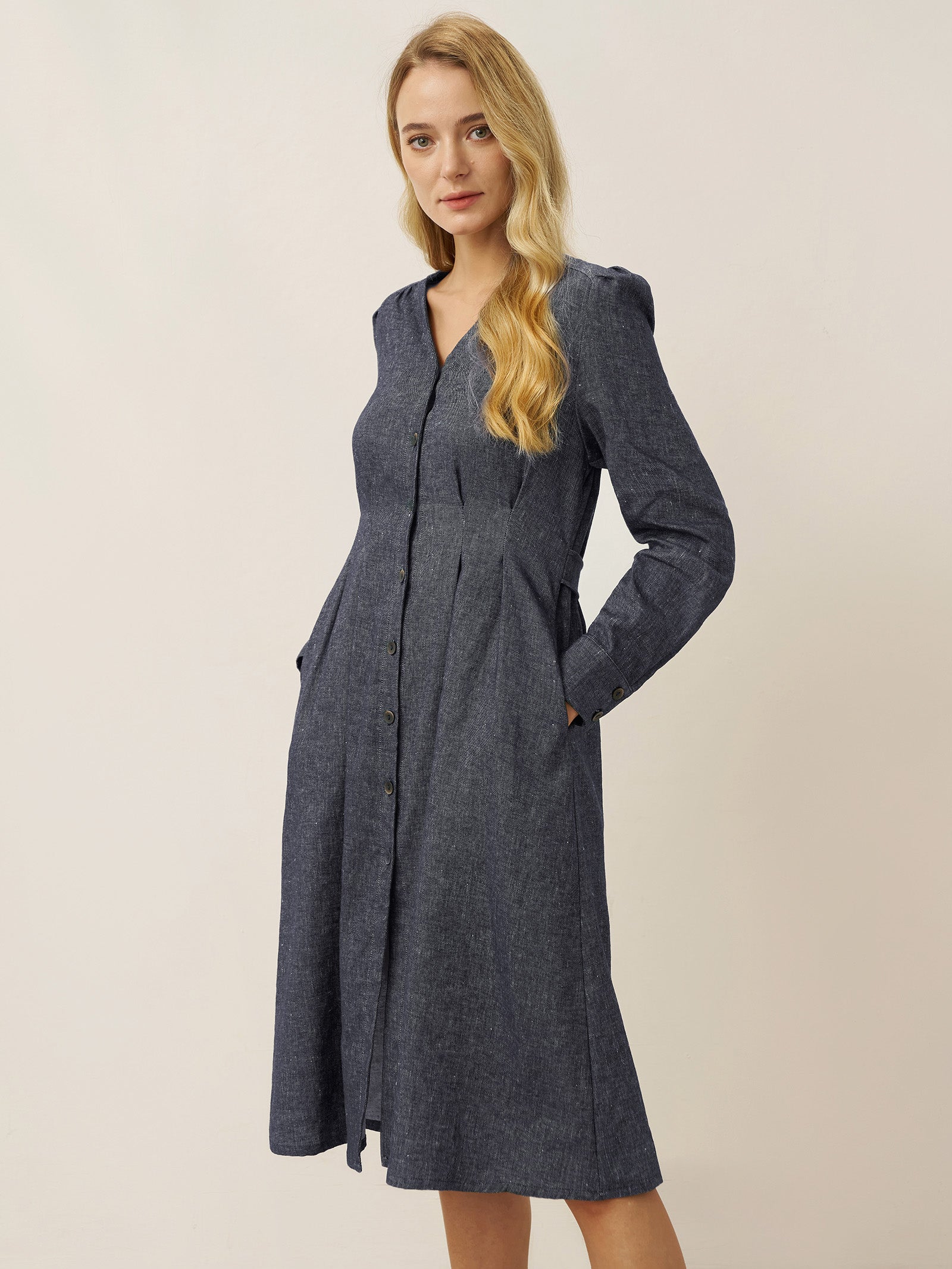Linen Denim Texture Jacket Dress HANNAH