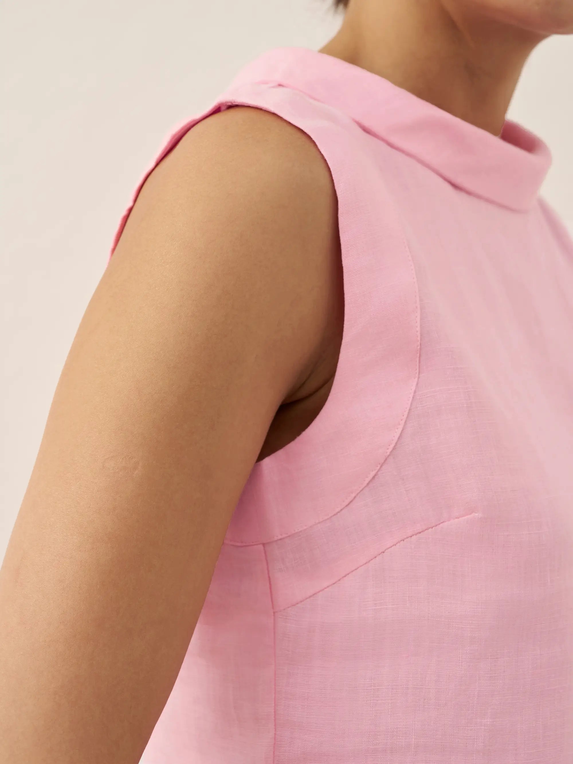 100% Linen Draped Collar Tank Top JACQUELINE