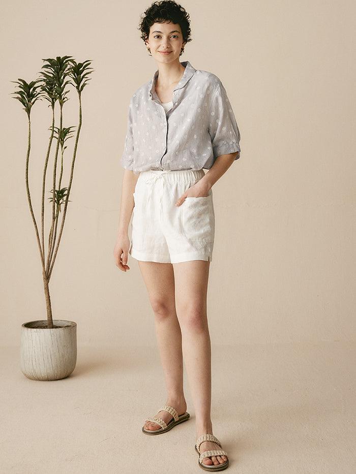 Linen Polka Dots Oversized Linen Shirt CANDICE