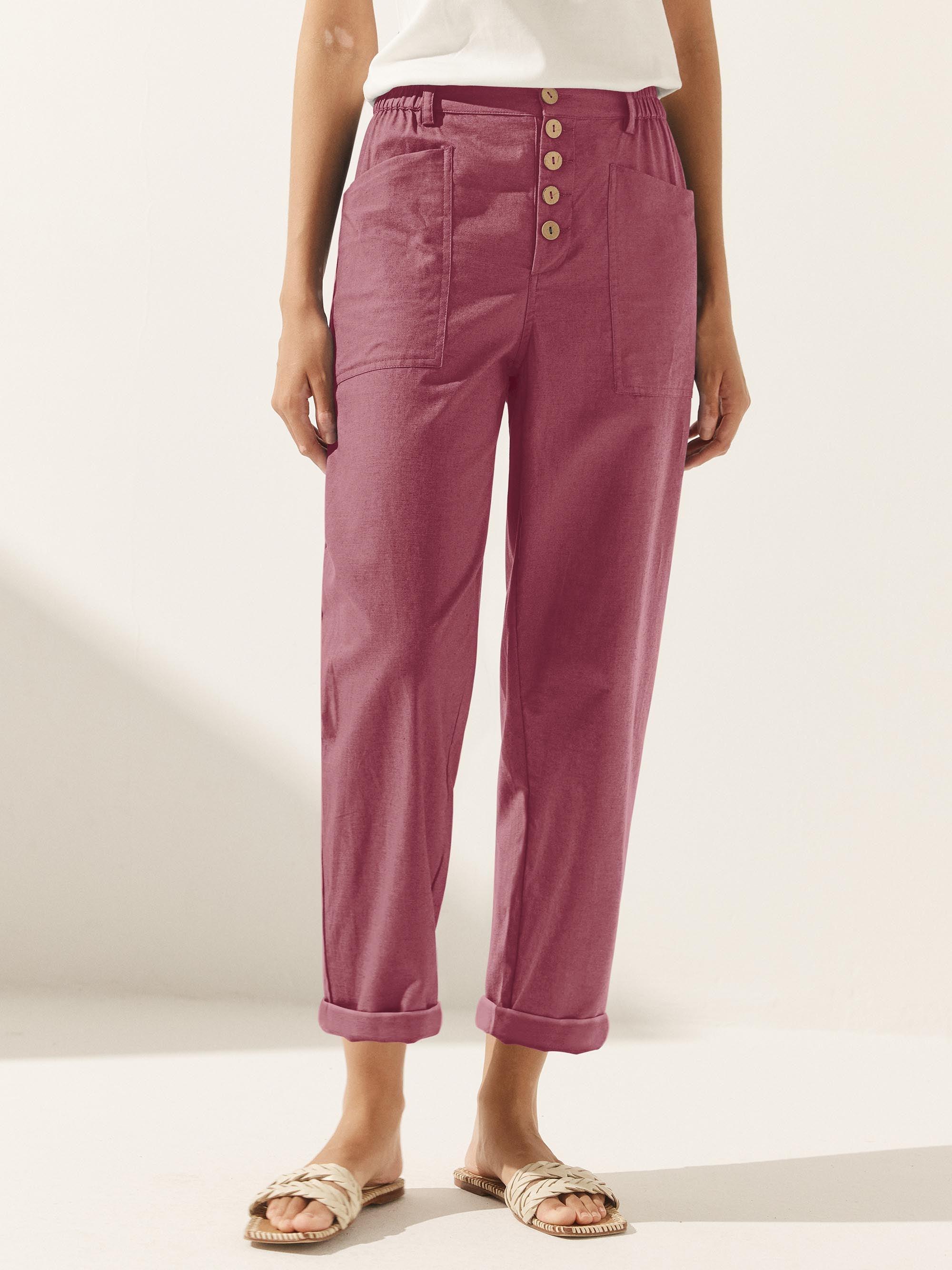 Linen Simple Button Fly Trousers HEIDI