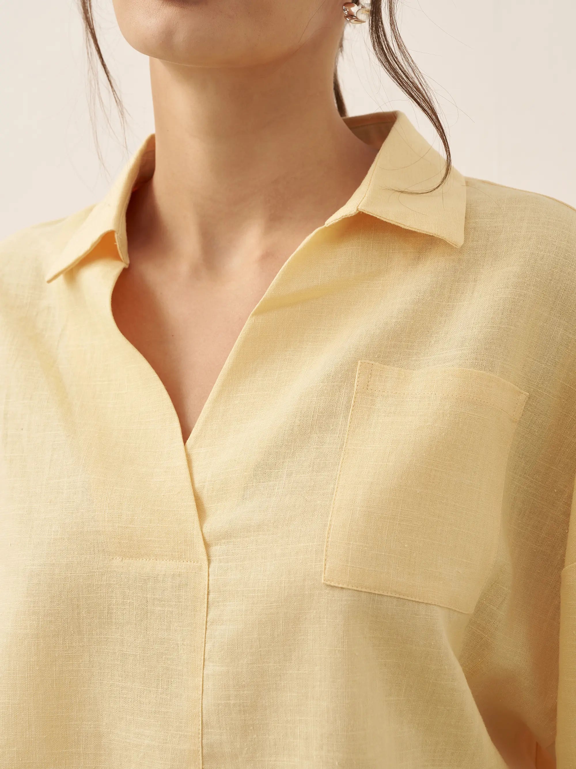 Linen Oversized Fit Pocket Shirt ELOWEN