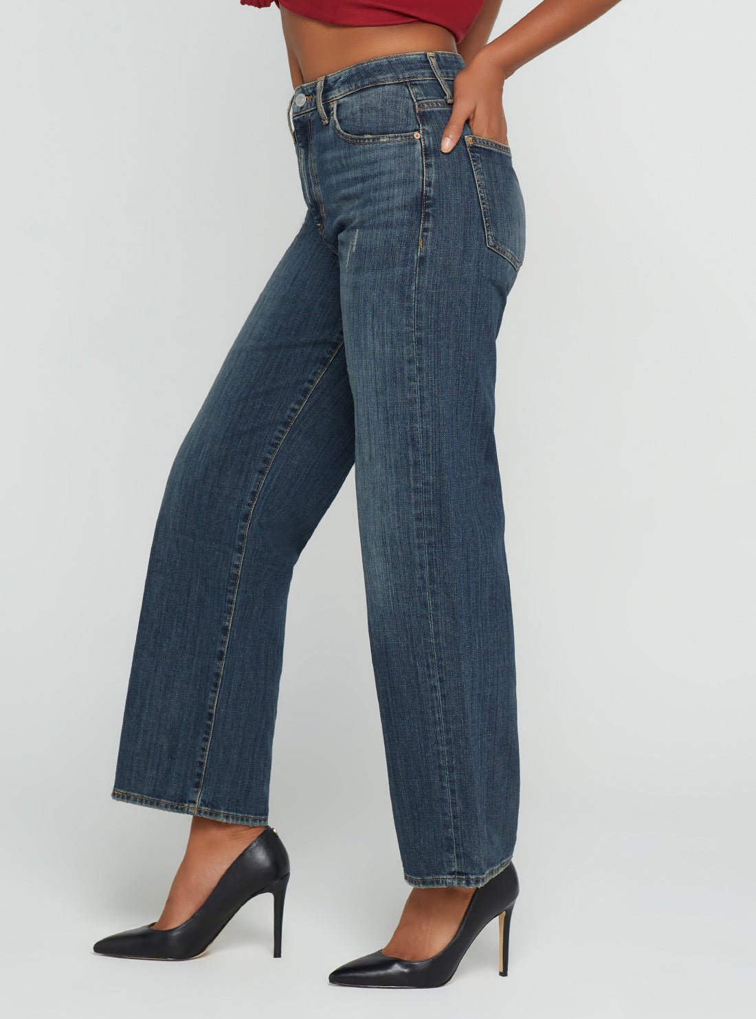Eco High-Rise 90s Boyfriend Denim Jeans In Waterton Blue Wash