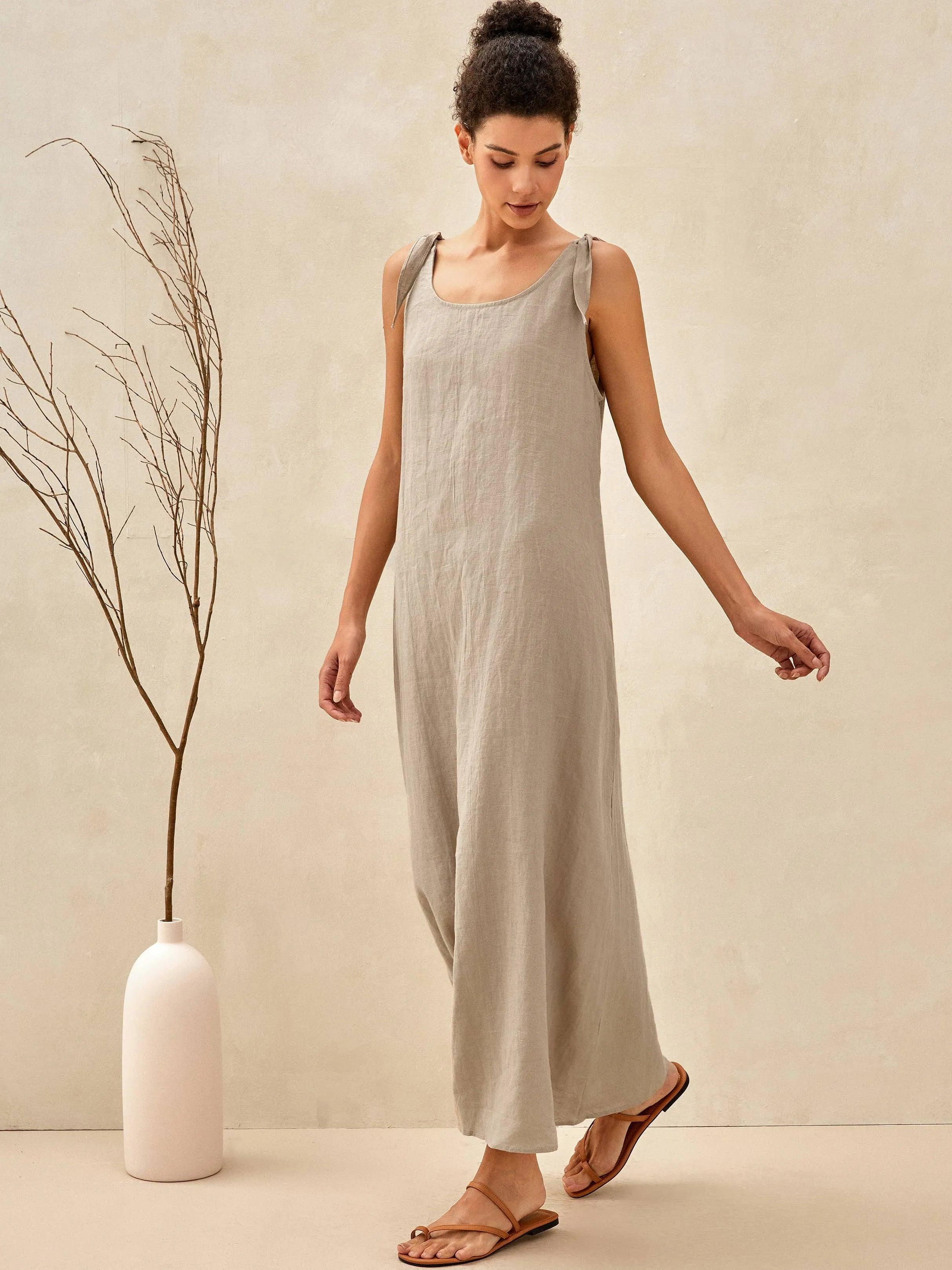 100% Linen Camisole Dress QEARL