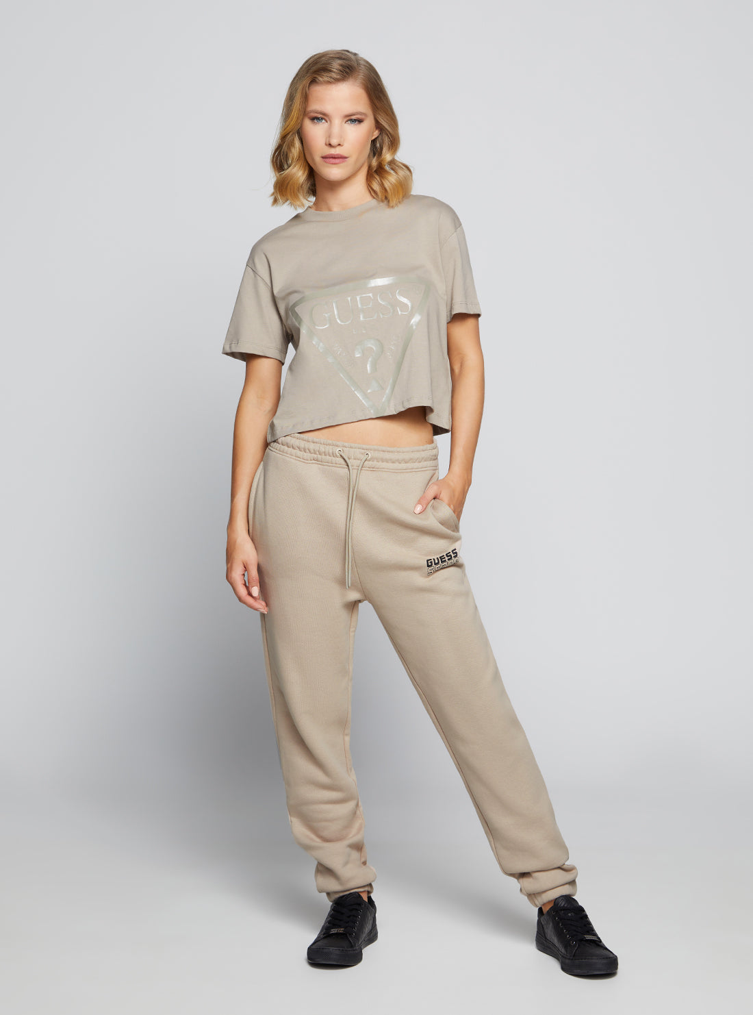 Eco Taupe Adele Active Crop T-Shirt