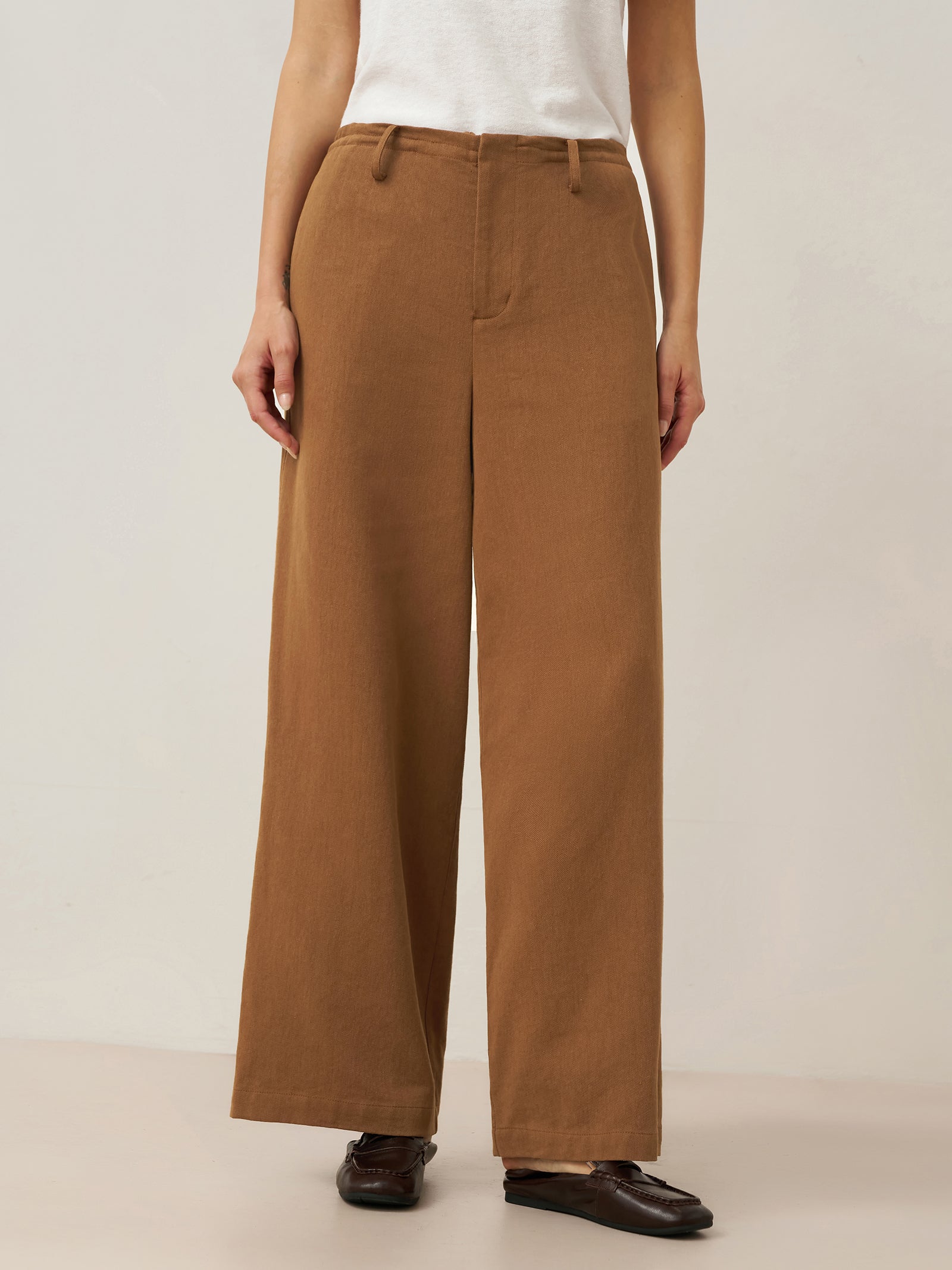 Tencel Linen Drawstring Straight Leg Pants RACHEL