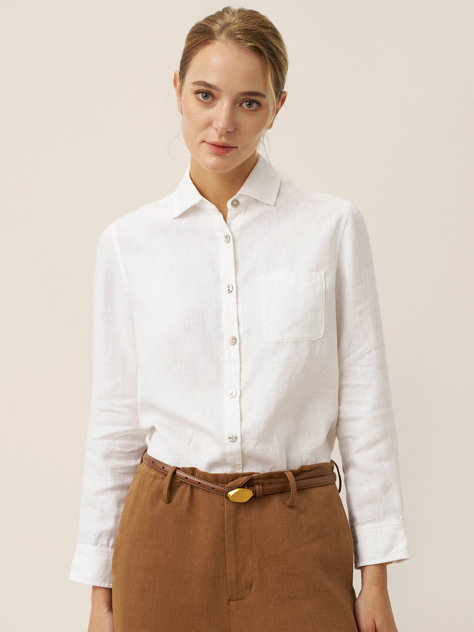 100% Linen Classic Shirt Top SAVANNAH