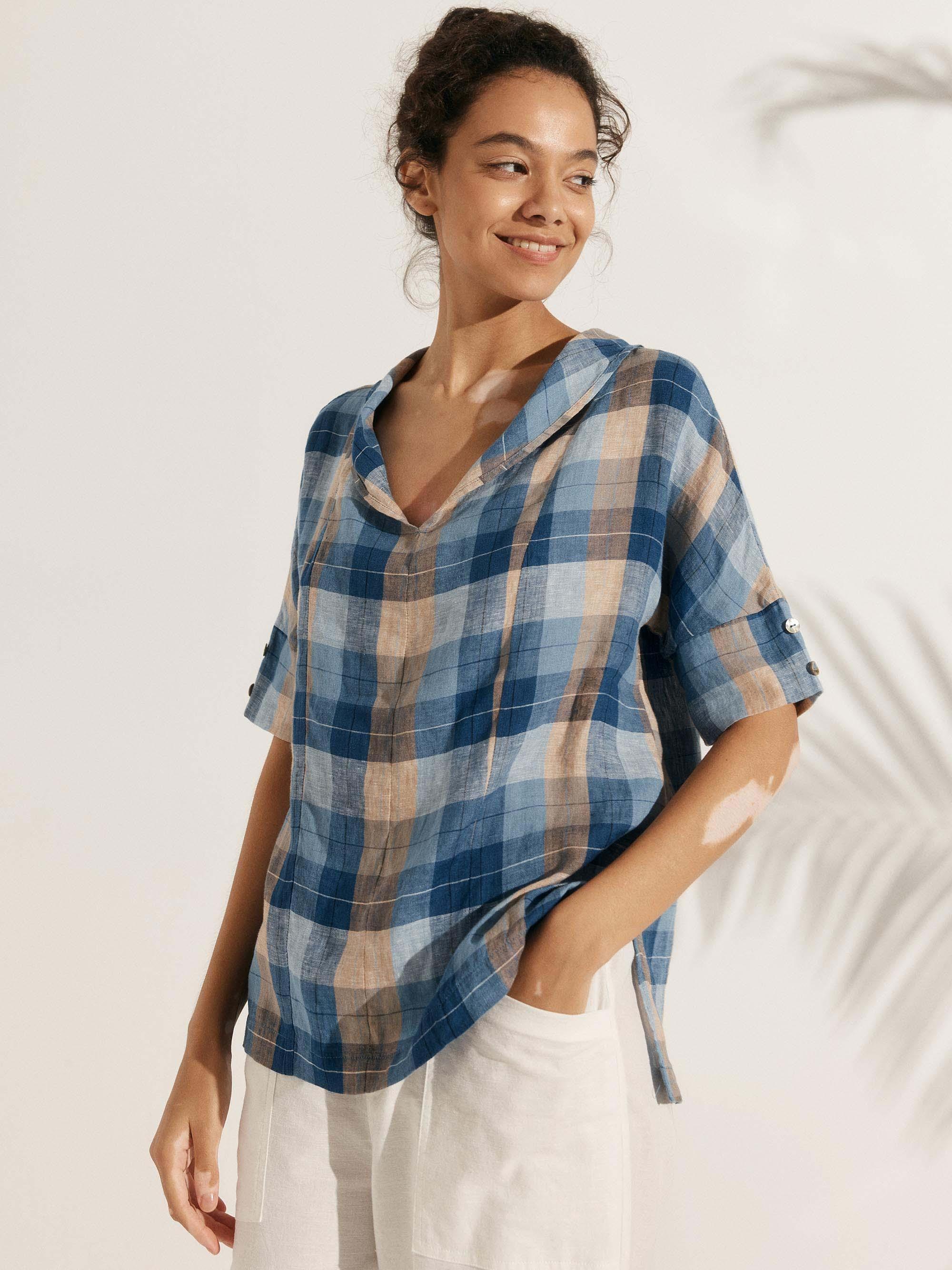 Linen V Neck Short Sleeve Shirt PENNY