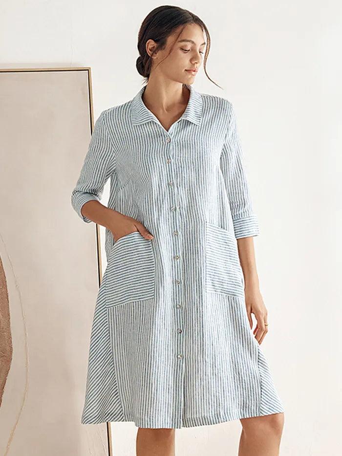 100% Linen Shirt Dress MADISON