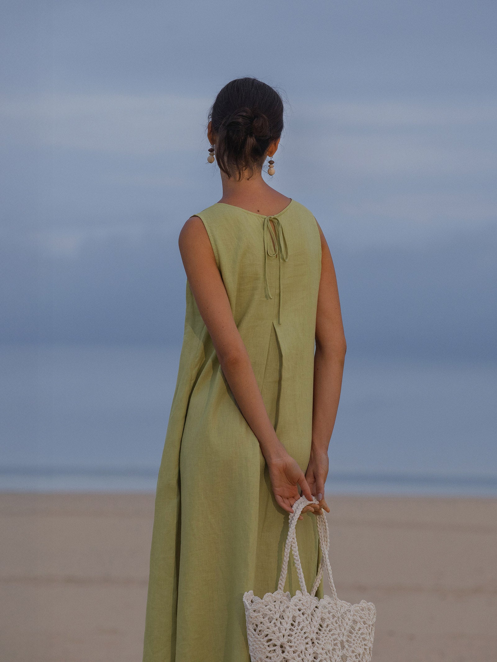 100% Linen Sleeveless A-Line Maxi Dress TARA