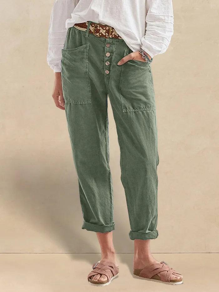 Linen Simple Button Fly Trousers HEIDI