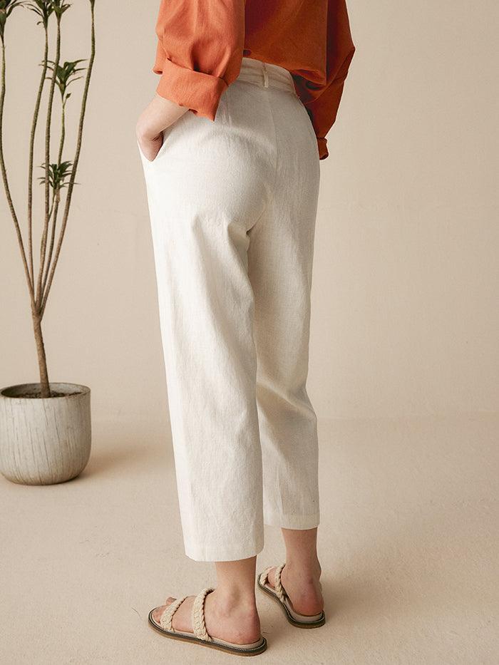Linen Tailored Cropped Trousers CECILIA