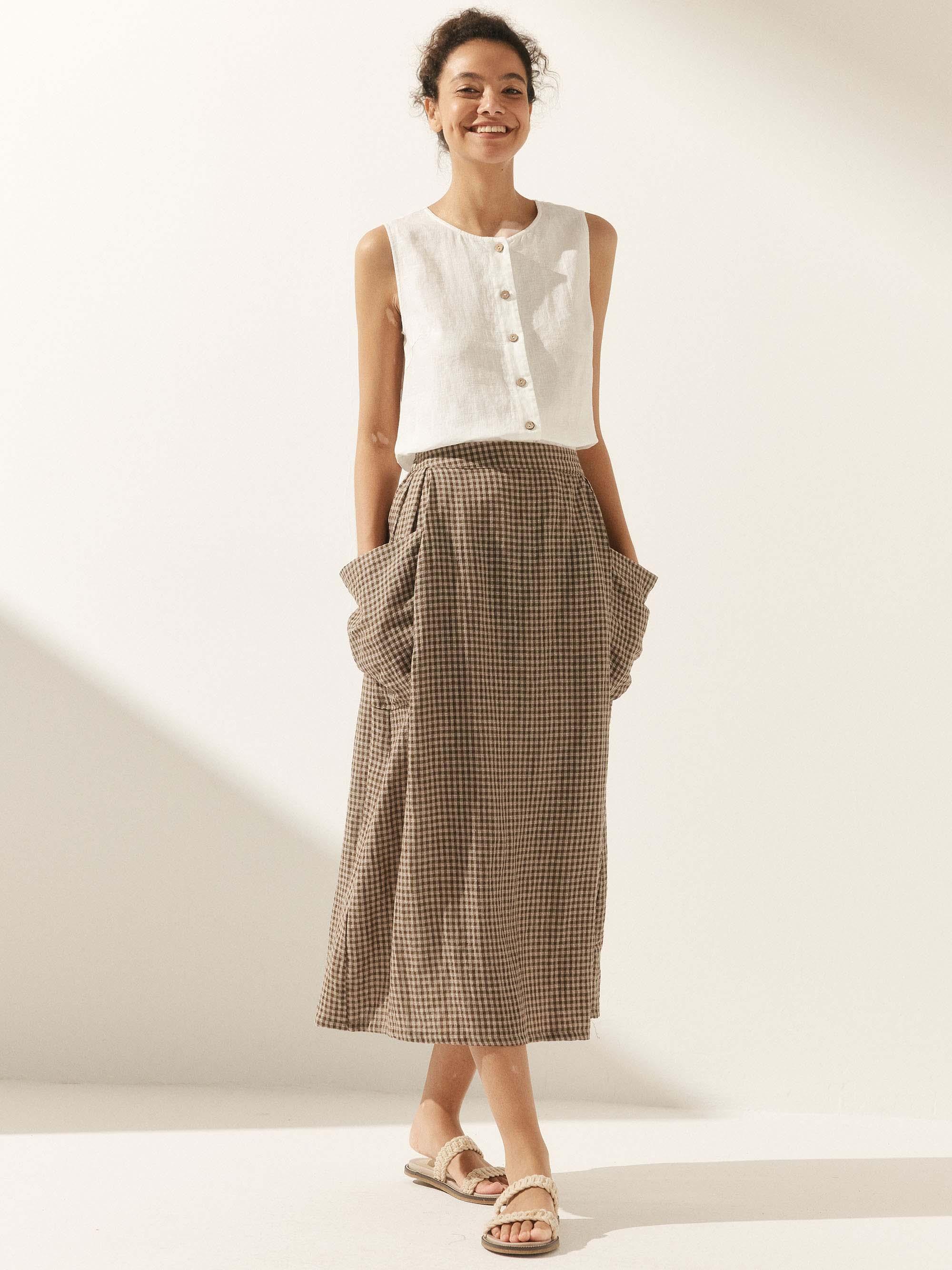 100% Linen Buttons Down Tank Top ERIN