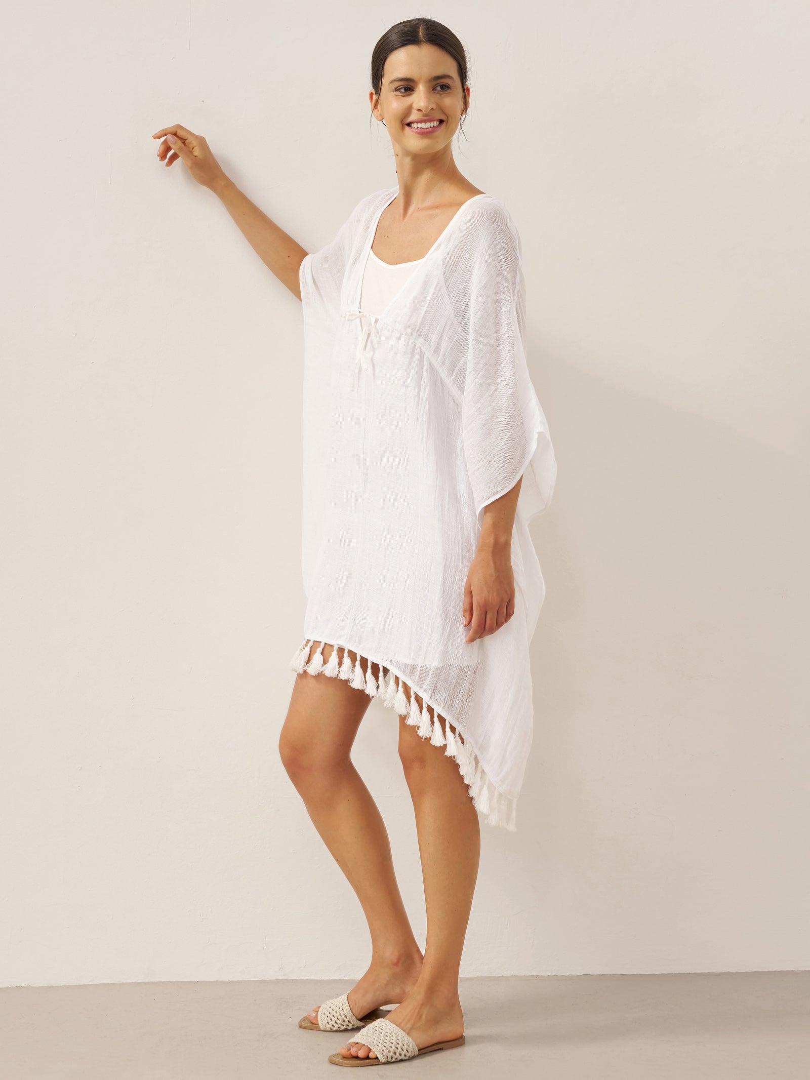 Linen V-Neck Cover-Up and Slip Dress Set CASS