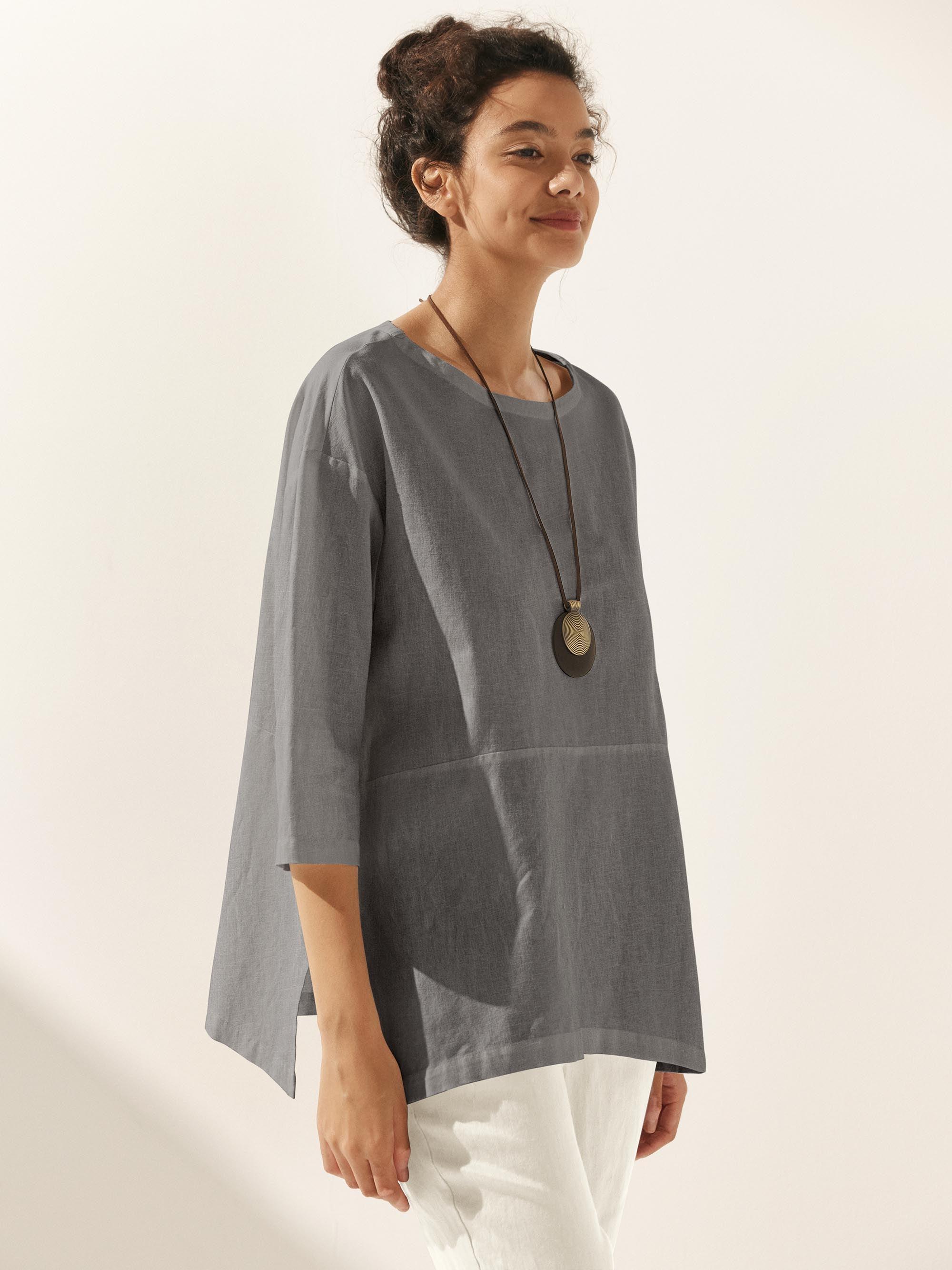 Linen White Boat Neck Oversized Top AVA