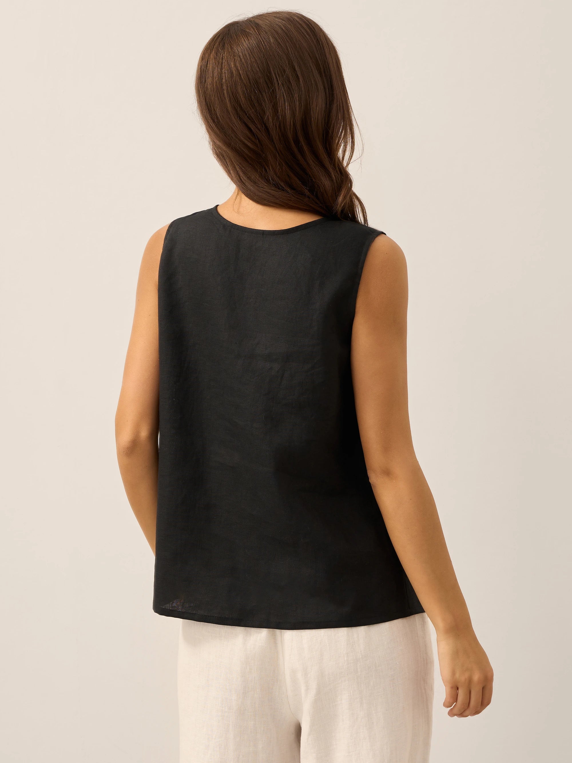 100% Linen Buttons Down Tank Top ERIN