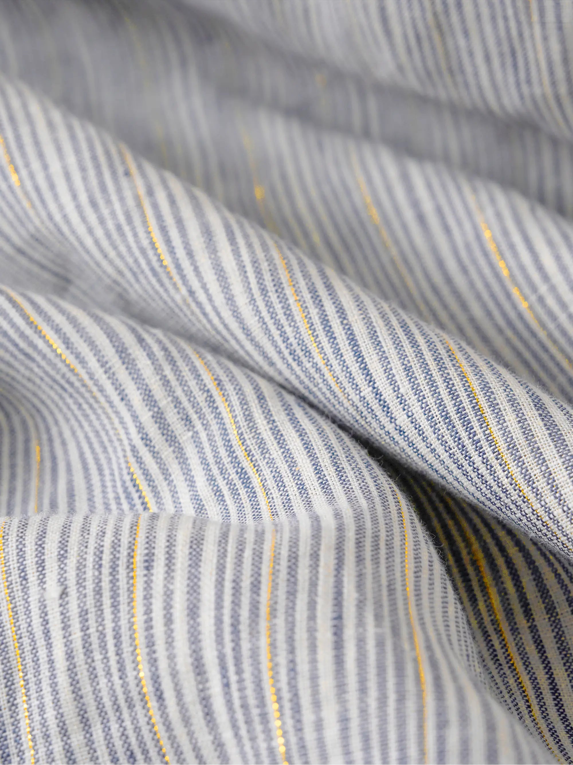 100% Linen Striped Elastic-Waist Midi Dress ARIA