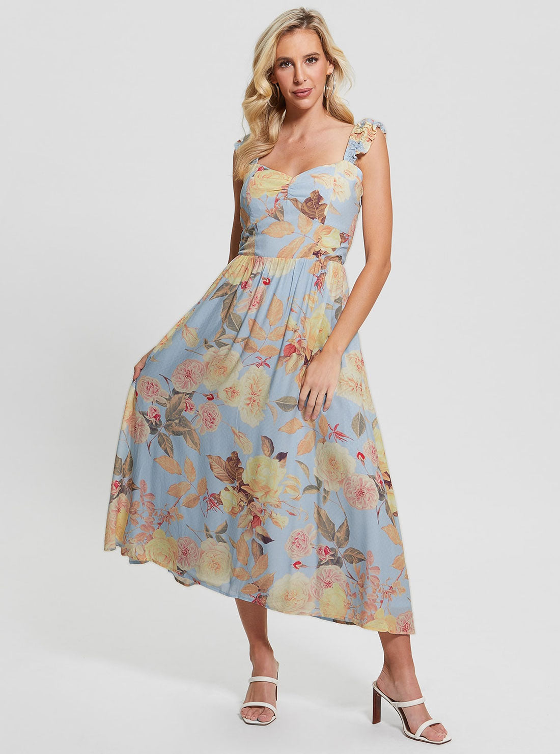 Peach Fiore Susanna Midi Dress