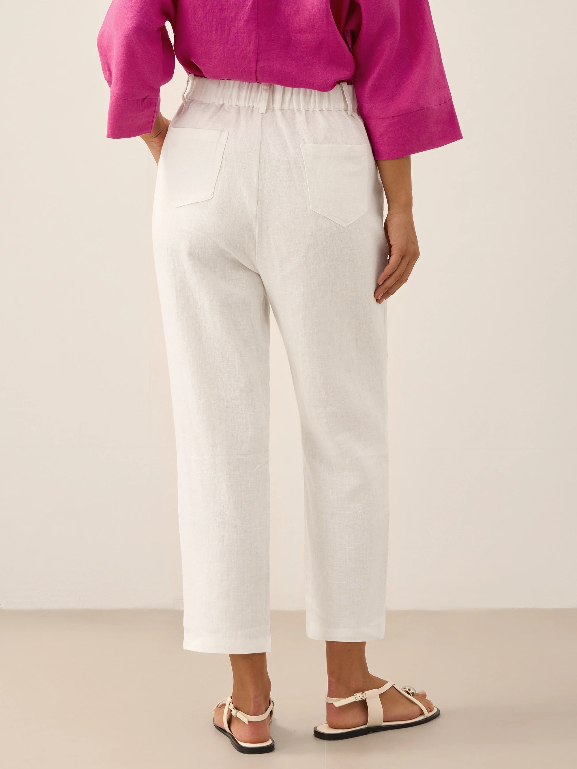 100% Linen Relaxed Fit Lightweight Cover-Up Bottoms WINONA