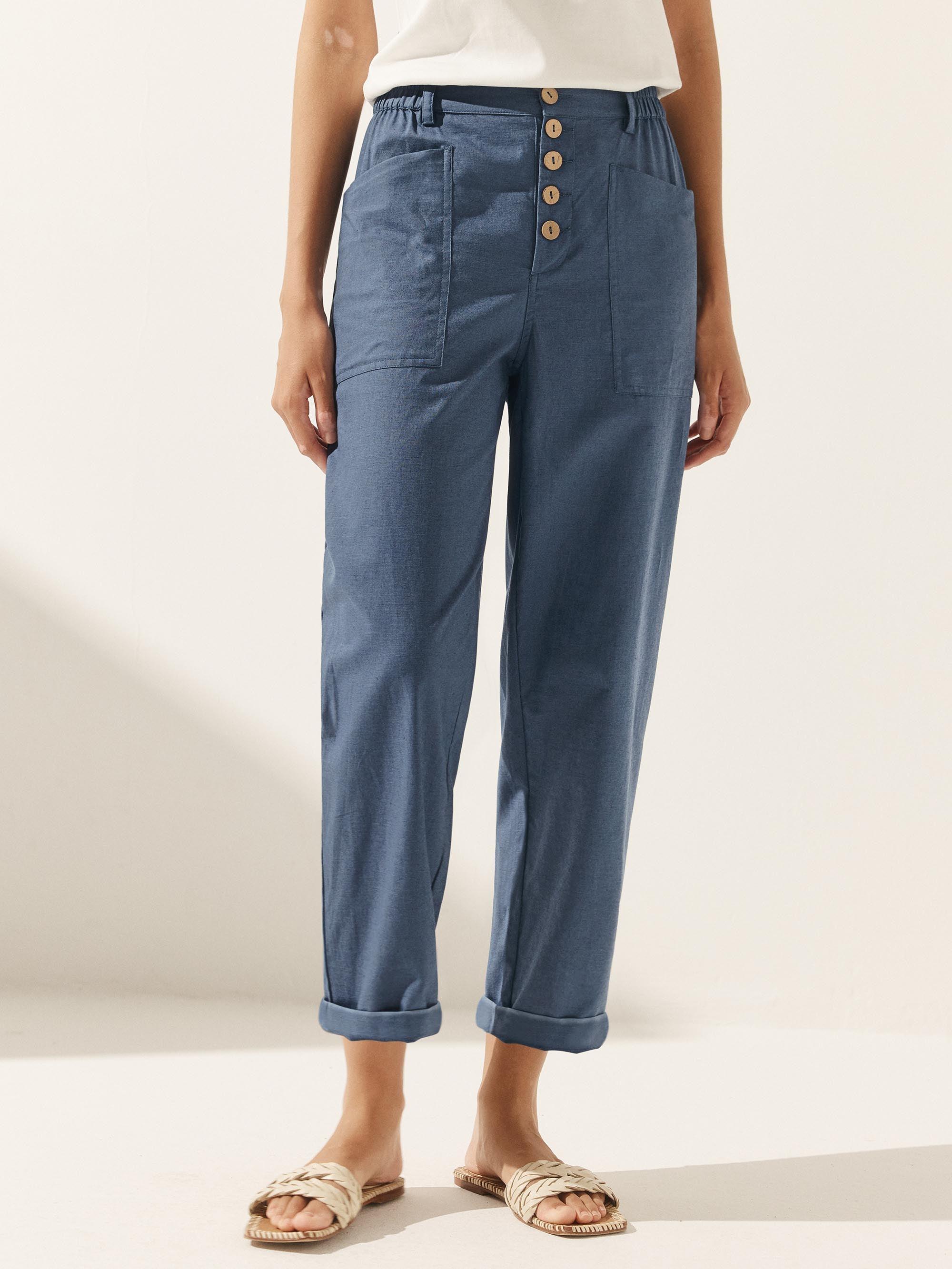 Linen Simple Button Fly Trousers HEIDI