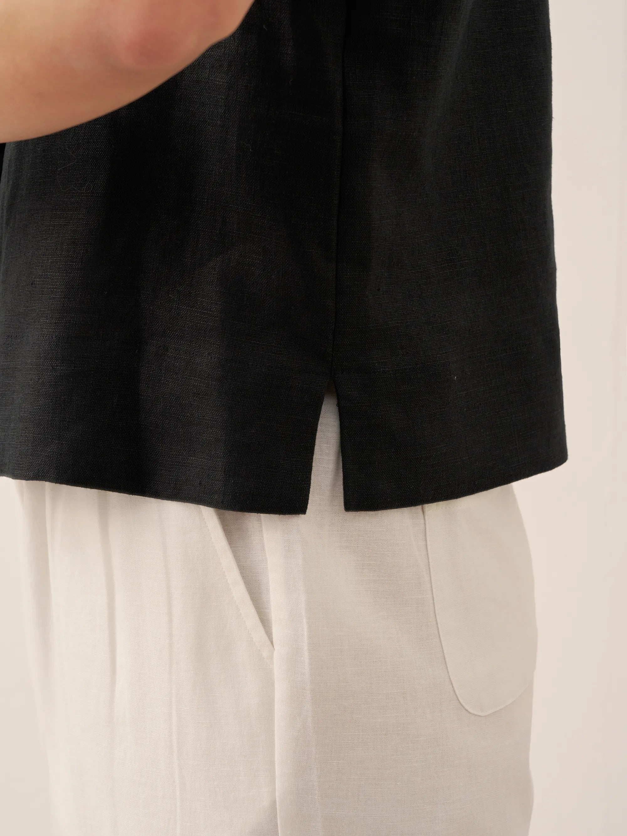 100% Linen Button-Up Short Sleeve Shirt ORENDA