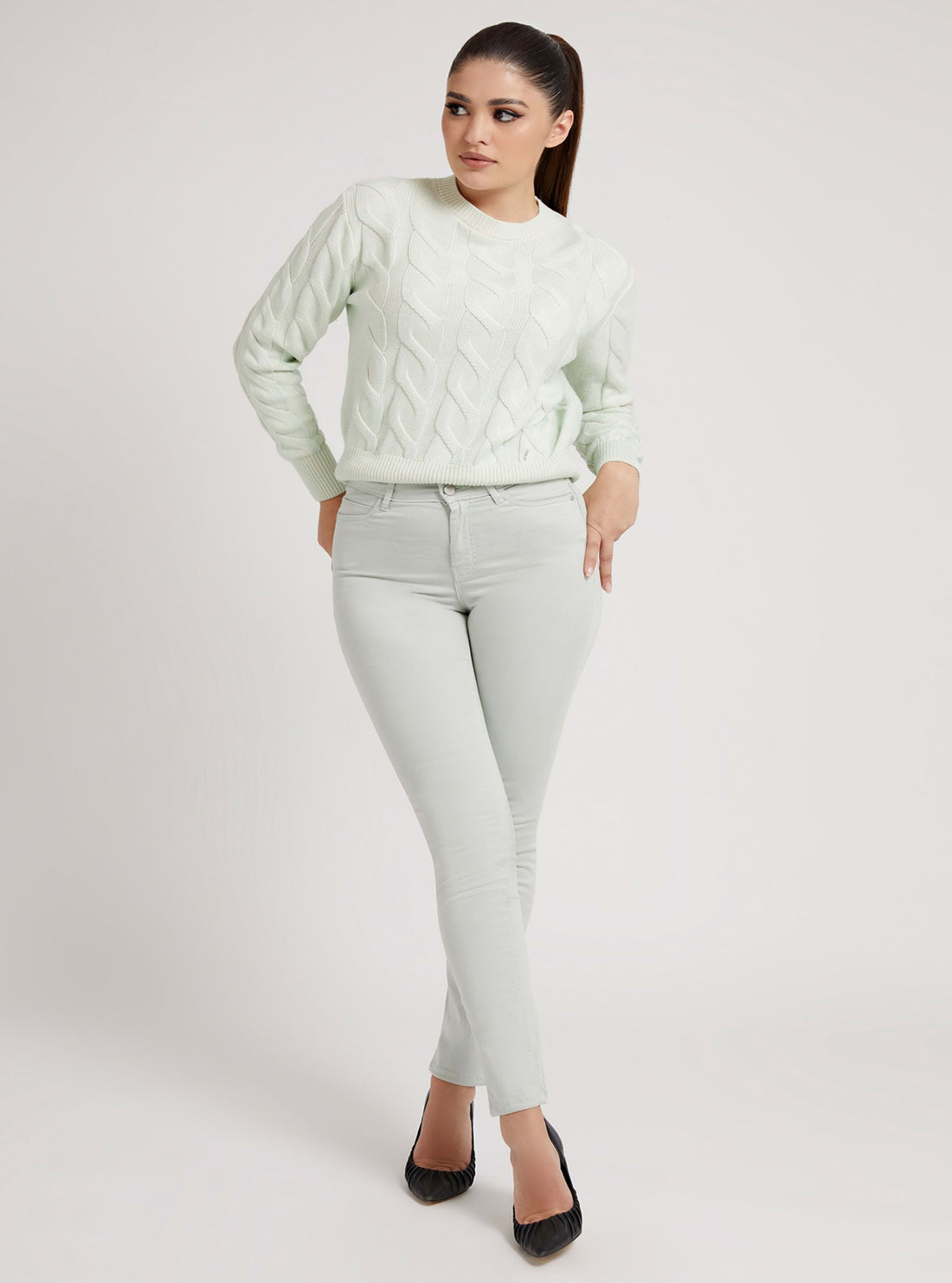 High-Rise 1981 Satin Skinny Denim Jeans In Light Khaki