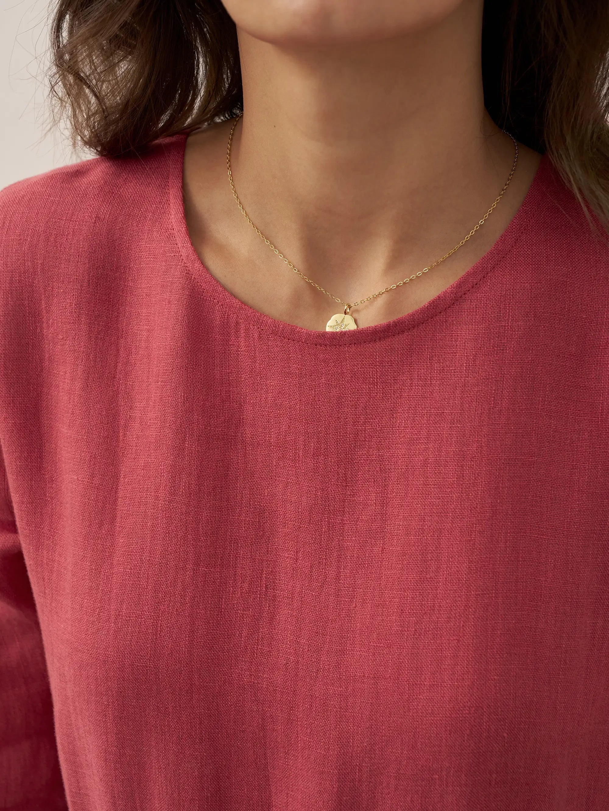 100% Linen Petal-Waist Drawstring Midi Dress JASMINE